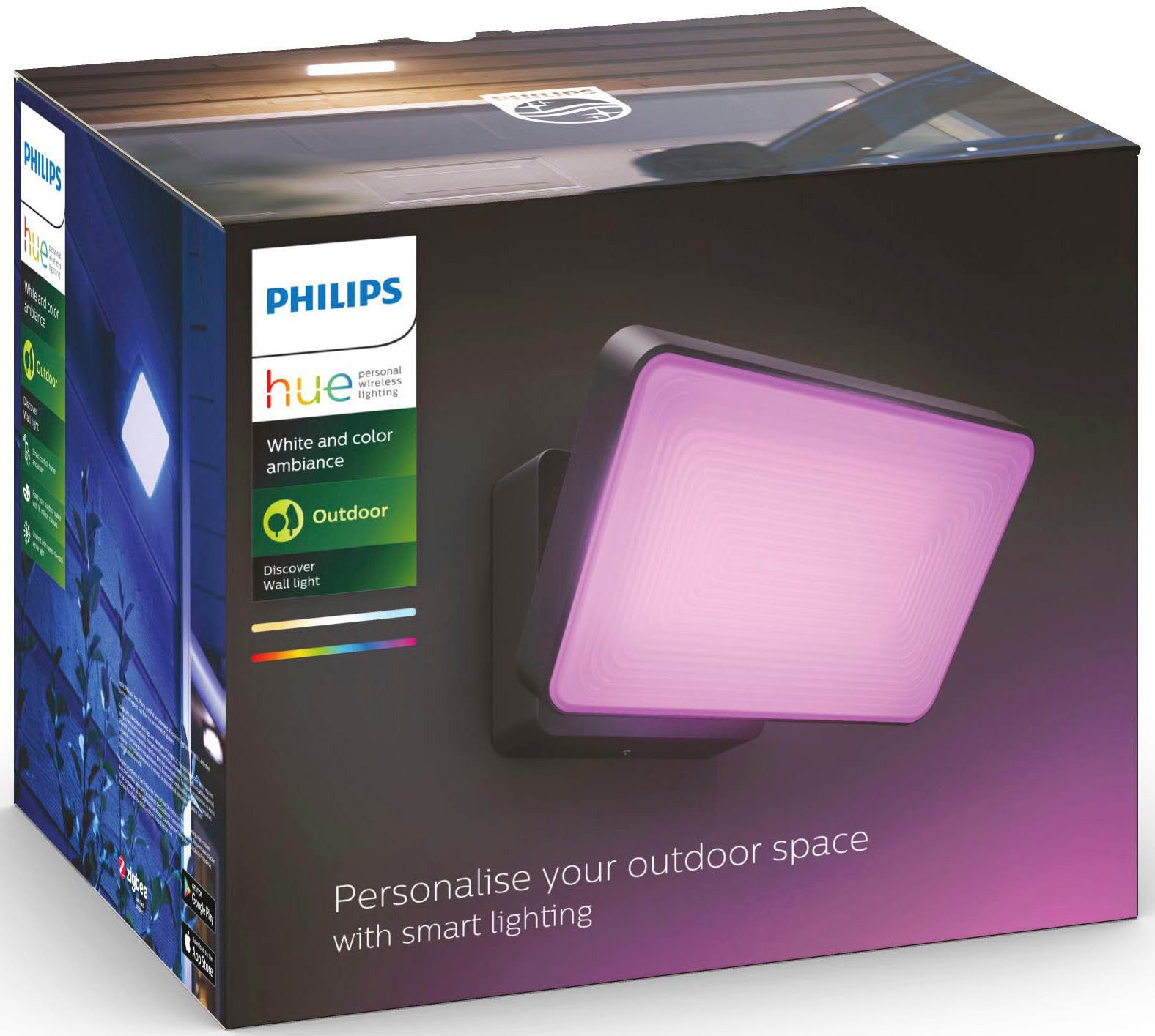 Philips Hue LED Flutlichtstrahler White & Color Ambiance Discover Flutlicht schwarz, Abschaltautomatik, Bluetooth, CCT - über Fernbedienung, Dimmfunktion, Farbsteuerung, Farbwechsel, Leuchtdauer einstellbar, Memoryfunktion, Nachtlichtfunktion, RGB, Smart Home, Timerfunktion, dimmbar über Fernbedienung, erweiterbar, mehrere Helligkeitsstufen, LED fest integriert, RGB, Outdoor