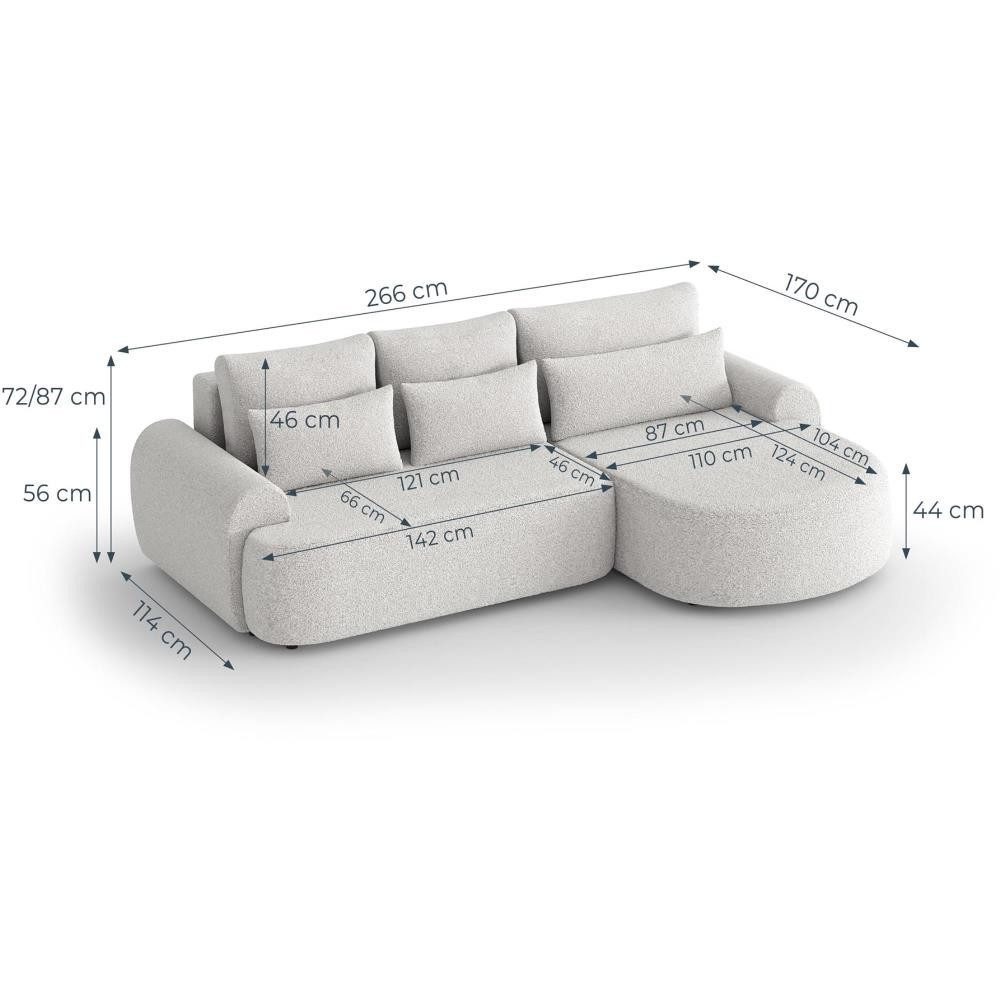 Beautysofa Ecksofa mit Schlaffunktion Olivio, mit Wellenfedern, gepolstertes Ecksofa, im modernen Stil, mit Bettkasten