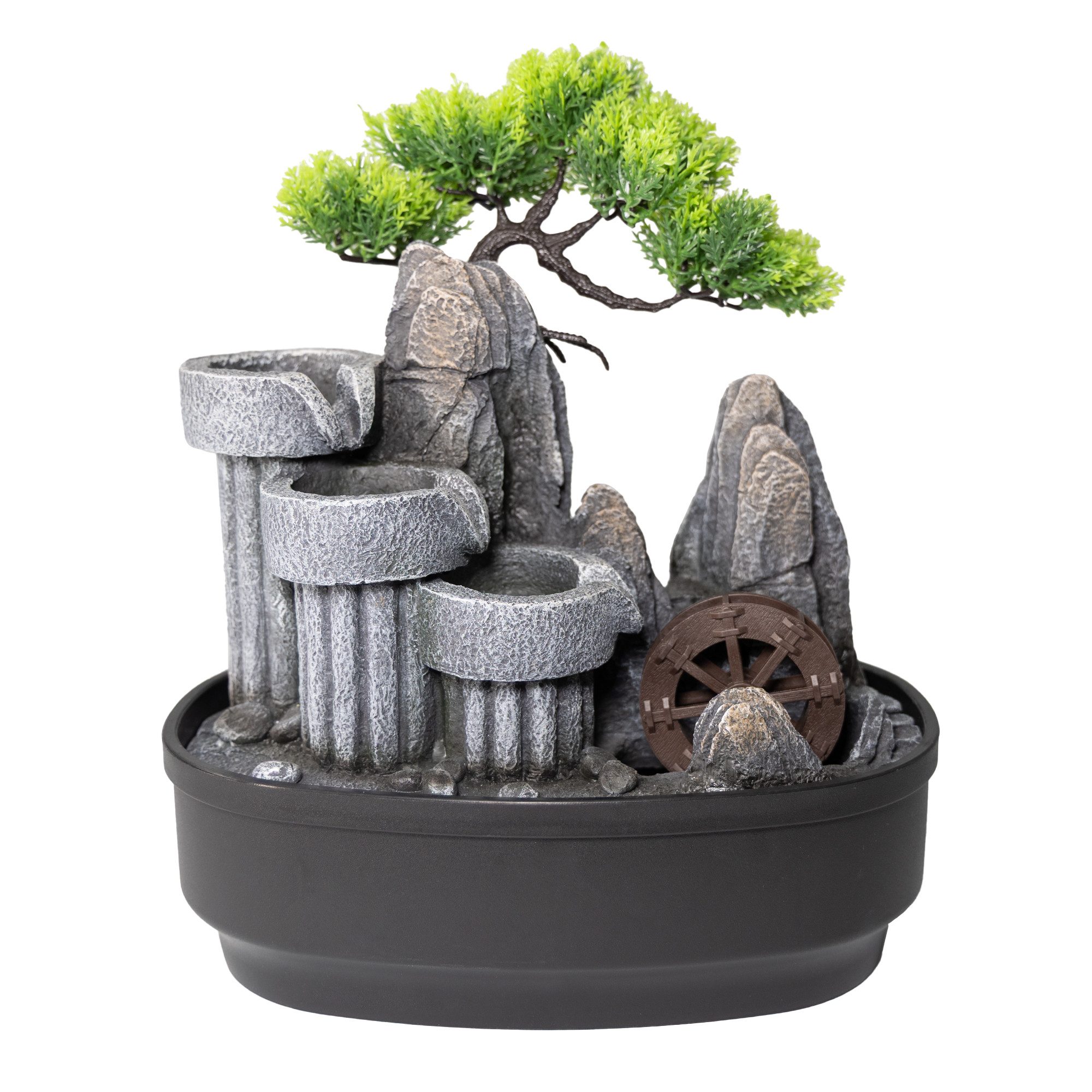 Lemodo Zimmerbrunnen Kaskadenbrunnen mit Wasserrad, 19 cm Breite günstig online kaufen