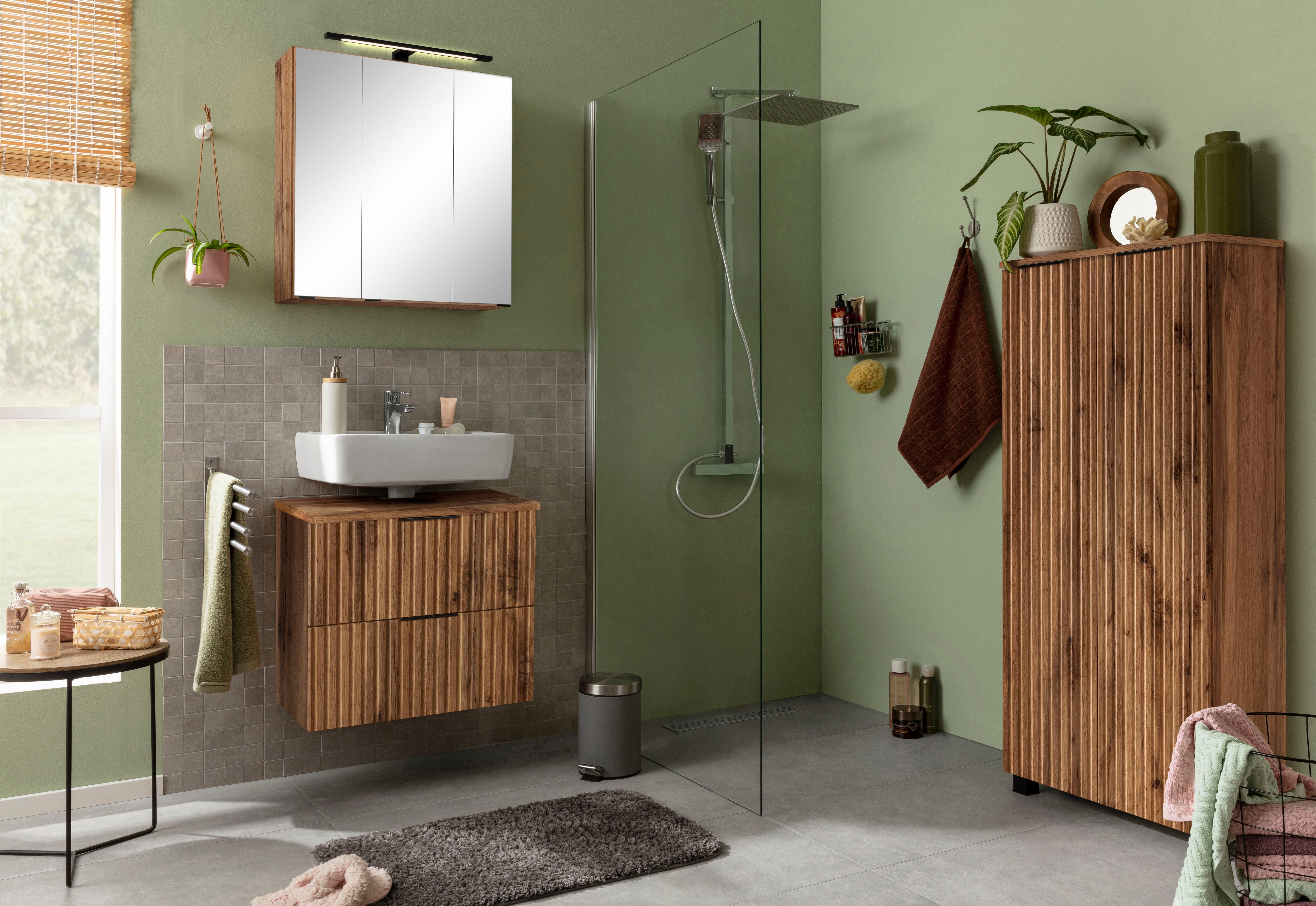 welltime Waschbeckenunterschrank Trento, verschiedene Ausführungen und Farben Badmöbel, Breite 60 cm, Beckenunterschrank auf Füßen, Made in Germany – Bild 2 von 5