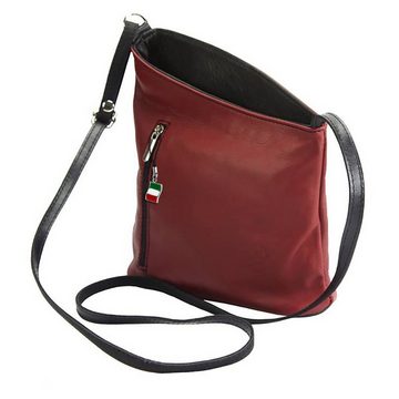 FLORENCE Schultertasche Florence Umhängetasche Schultertasche (Umhängetasche), Damen Leder Umhängetasche, Schultertasche, rot, schwarz ca. 22cm