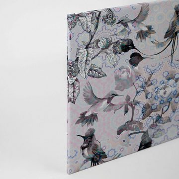 A.S. Création Leinwandbild exotic mosaic 3, Vögel (1 St), Mosaik Keilrahmen Bild Floral Blumen Vögel