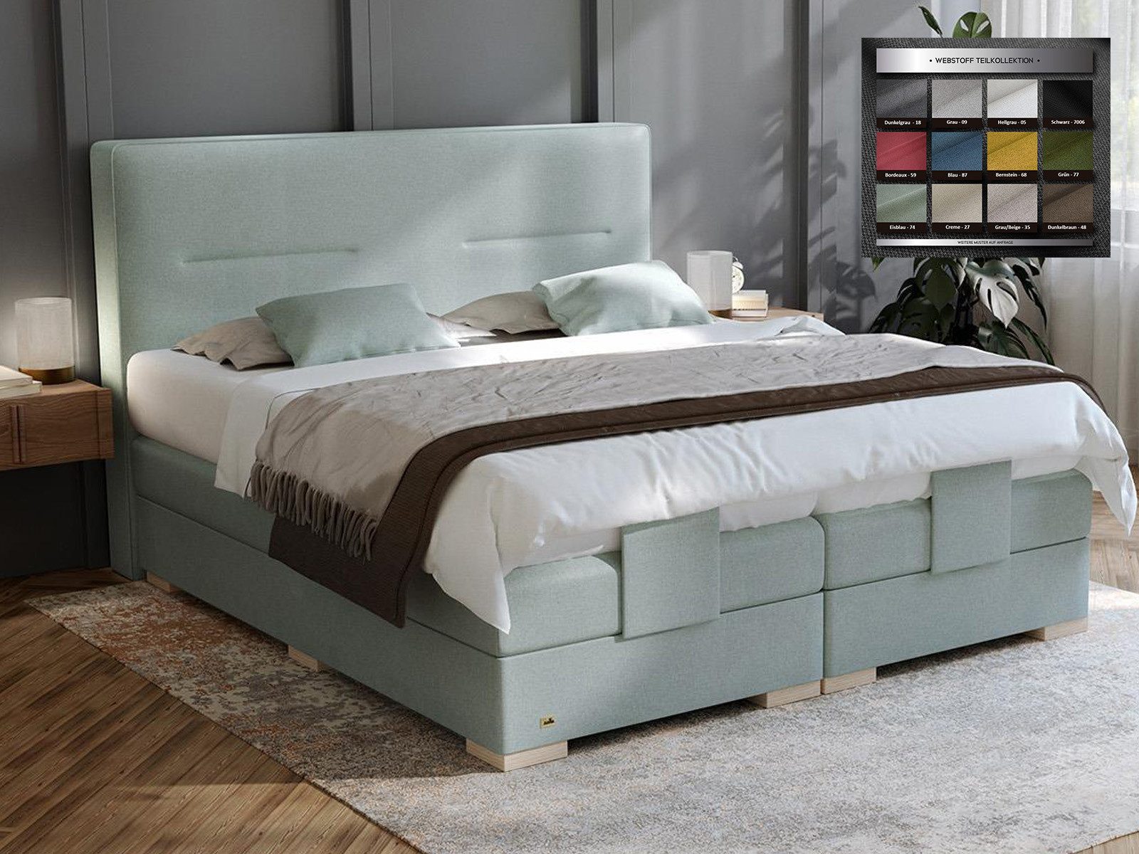 PAARA Boxspringbett Kreta elektrisch verstellbar mit Motor alle Größen, mit einzigartigem Belüftungssystem