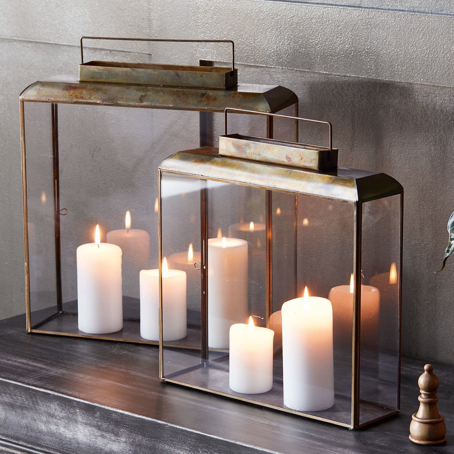 Mirabeau Kerzenlaterne Laterne 2er Set Estrelle bronze günstig online kaufen