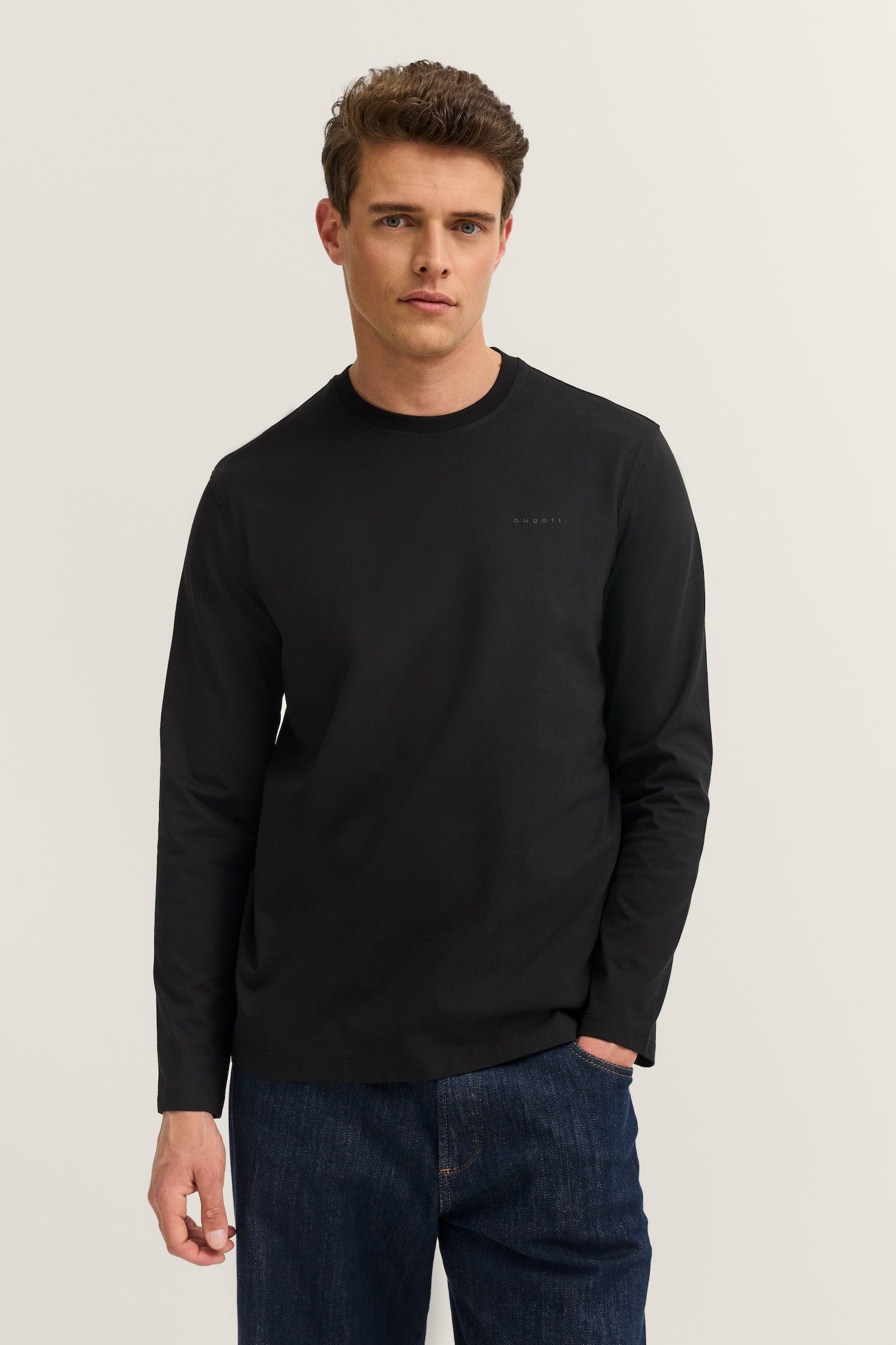 bugatti Longsweatshirt Rundhals im Modern Fit aus Baumwolle