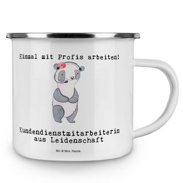 Mr. & Mrs. Panda Becher Kundendienstmitarbeiterin Leidenschaft - Weiß - Geschenk, Rente, Kaff, Emaille, Hochkratzfest