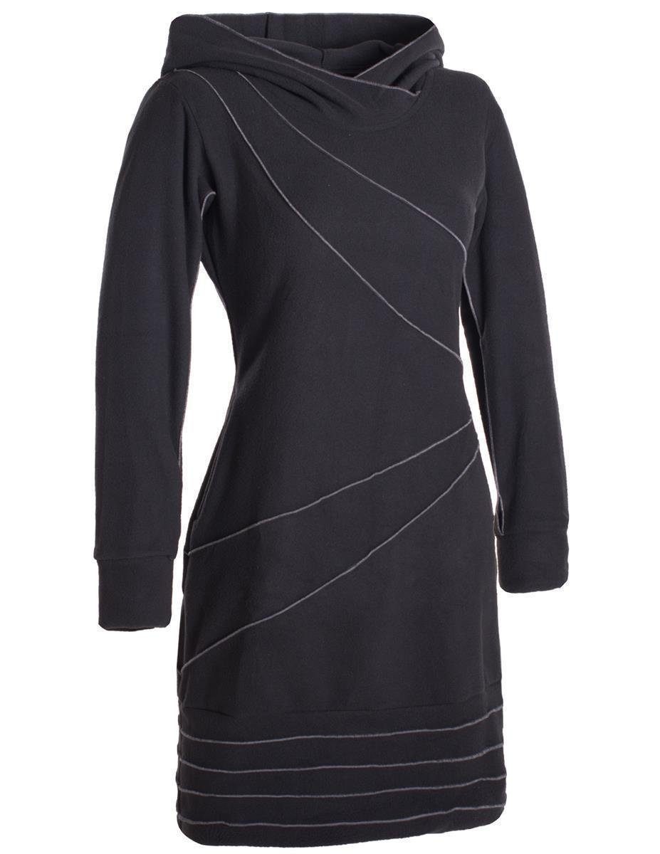 Vishes Midikleid Patchwork Hoodie Eco Fleecekleid mit Daumenlöchern Hippie, Boho, Goa Style
