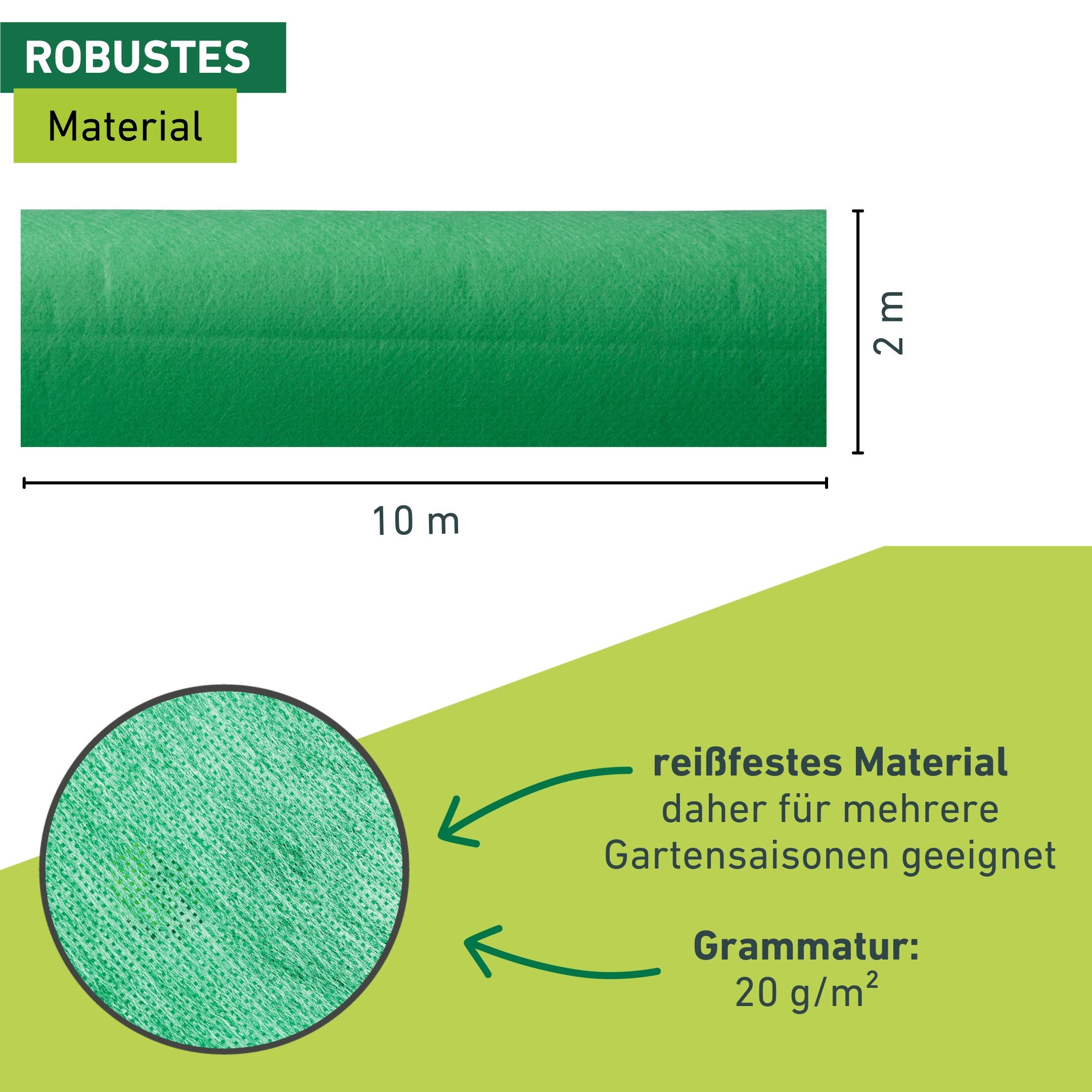 Windhager Gartenvlies Supergrow für optimales Wachstum von Jungpflanzen im Frühbeet, (1-St), Garten Abdeckvlies erhältlich in 10 x 1,5 m oder 10 x 2 m, 20 g/m²