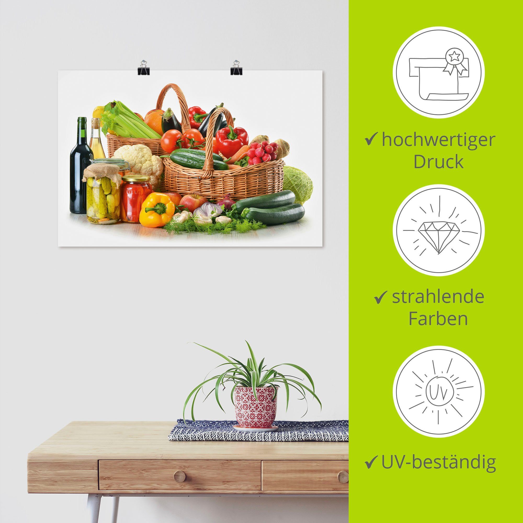 Wandaufkleber Größen Stillleben II, Gemüse Leinwandbild, Wandbild Poster als in oder St), Lebensmittel Alubild, Artland (1 versch.