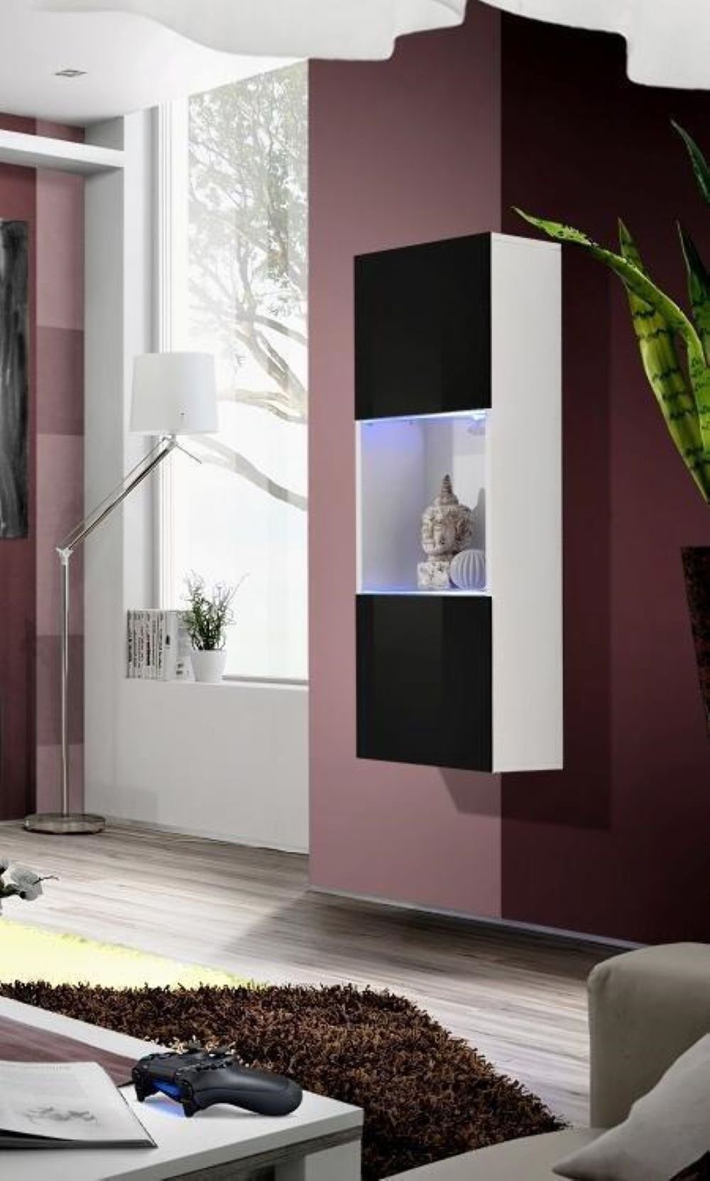 Design Europa Vitrine Holz Schrank Vitrine Möbel Hänge Modern Wohnzimmer Regal in JVmoebel Luxus Made