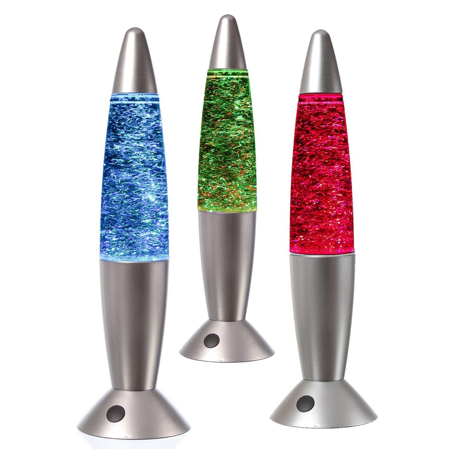 SATISFIRE Lavalampe Lavalampe ROCKET Tornado Glitzerlampe Glitter Wirbel RGB Touchsensor, LED Classic, RGB (rot, grün, blau)