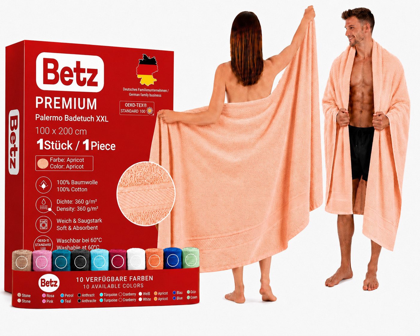 Betz Badetuch XXL 100x200 cm Palermo Saunatuch & Strandtuch Pflegeleicht & saugstark, 100% Baumwolle (1 Stück, 1-St)