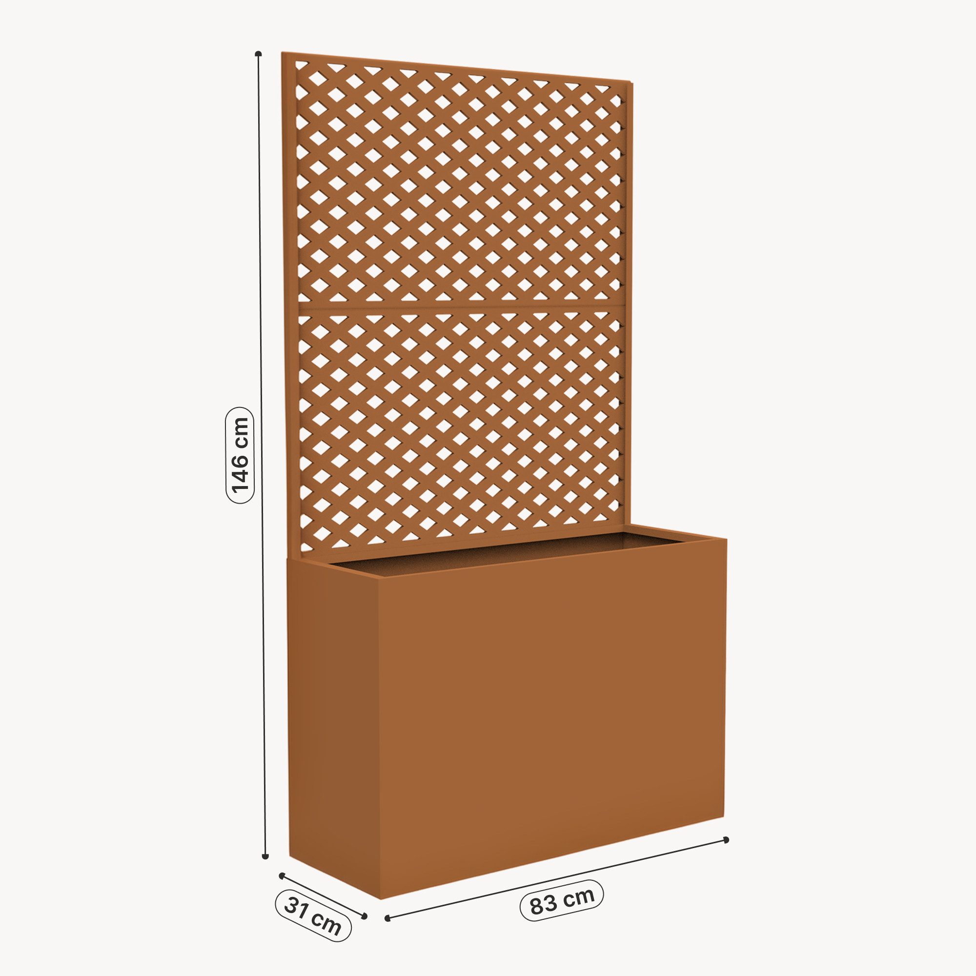 casa.pro Blumenkasten, mit Trennwand »Malja« Rankhilfe Stahl 146 x 83 x 31cm Braun