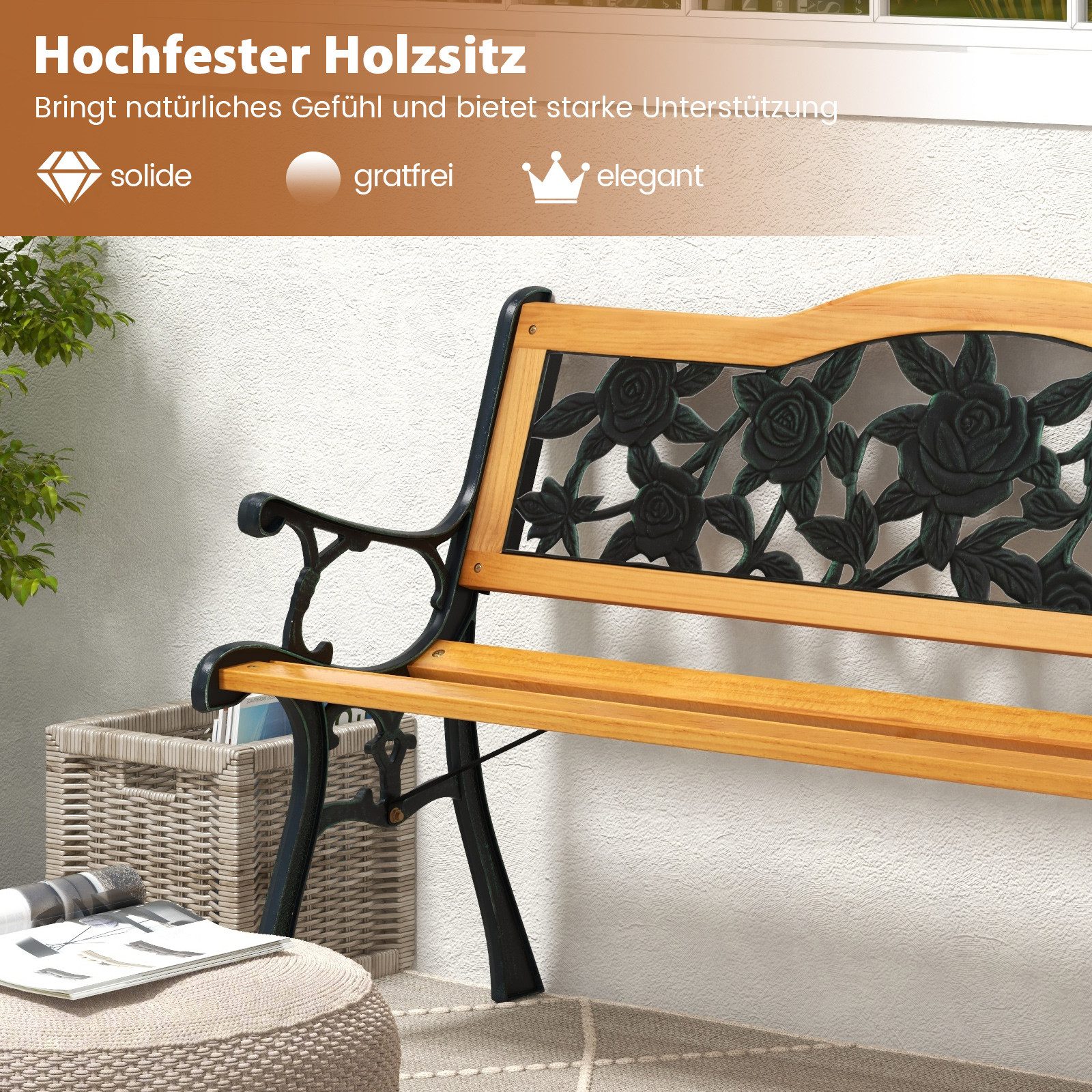 COSTWAY Gartenbank, 2-Sitzer Sitzbank wetterfest, 126 günstig online kaufen