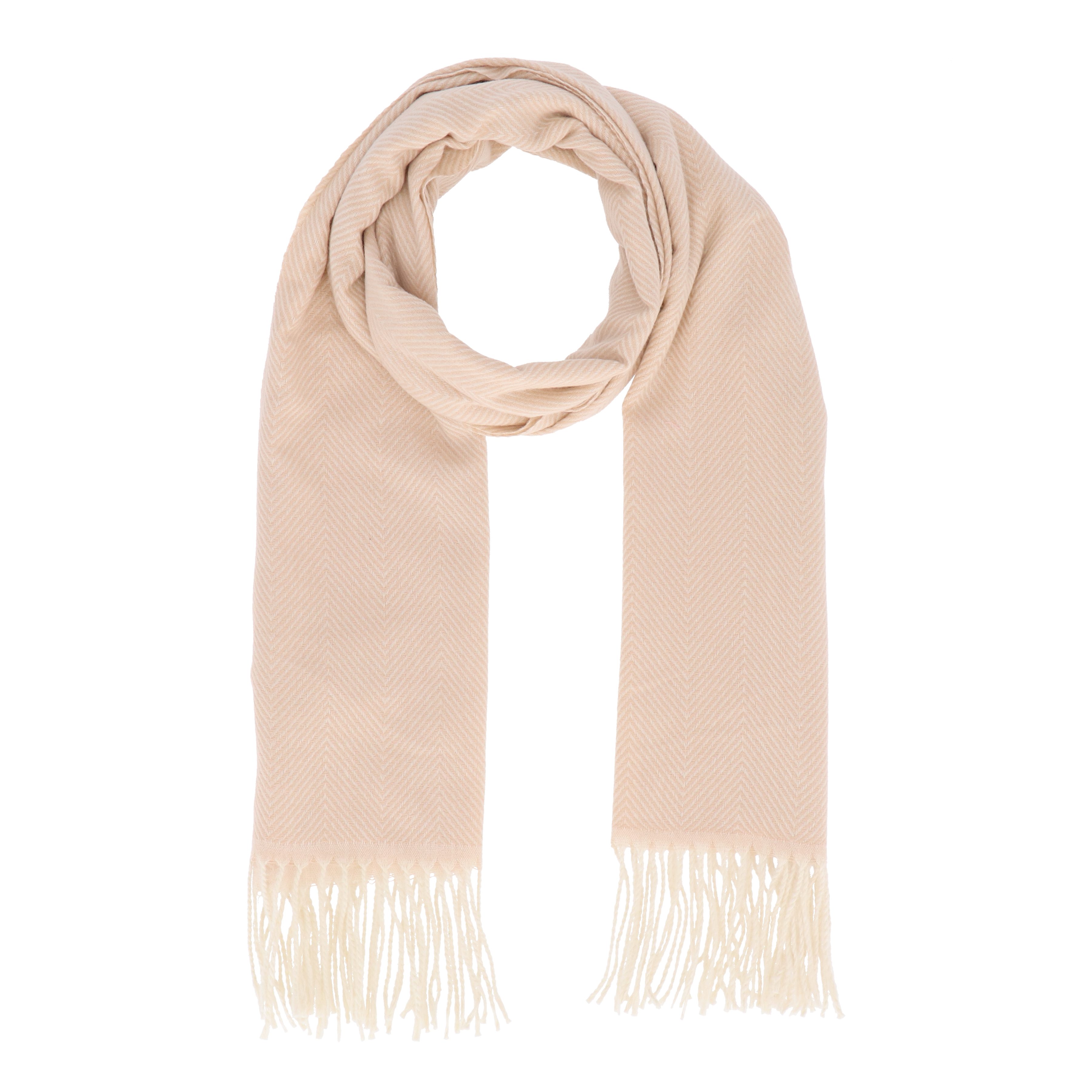 halsüberkopf Accessoires Modeschal Fischgrat, mit kontrastreichen Drehfransen