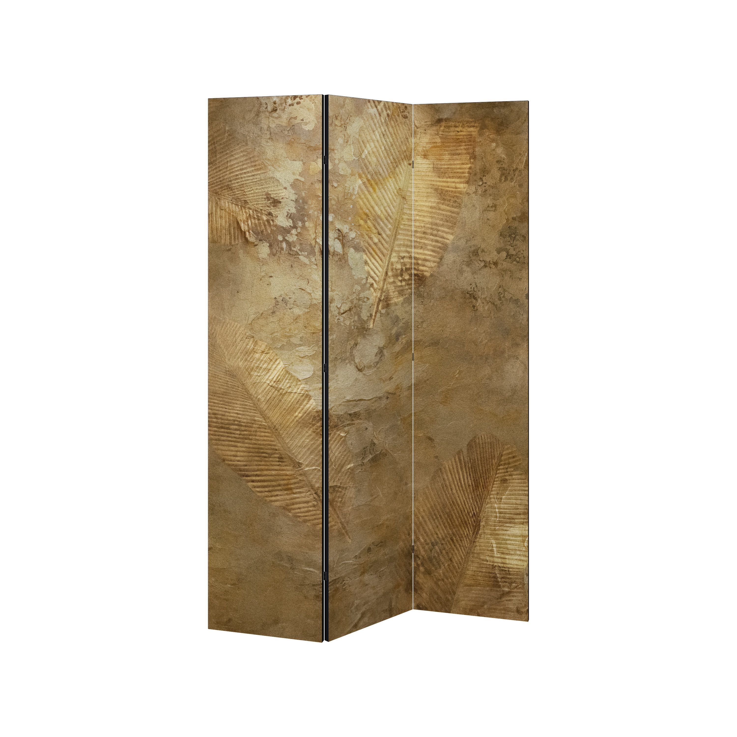 SPACEREBELS Paravent GILDED LEAF CASCADE (1 St), Raumteiler mit 3 Paneelen, einseitig bedruckt, 114 x 168 cm