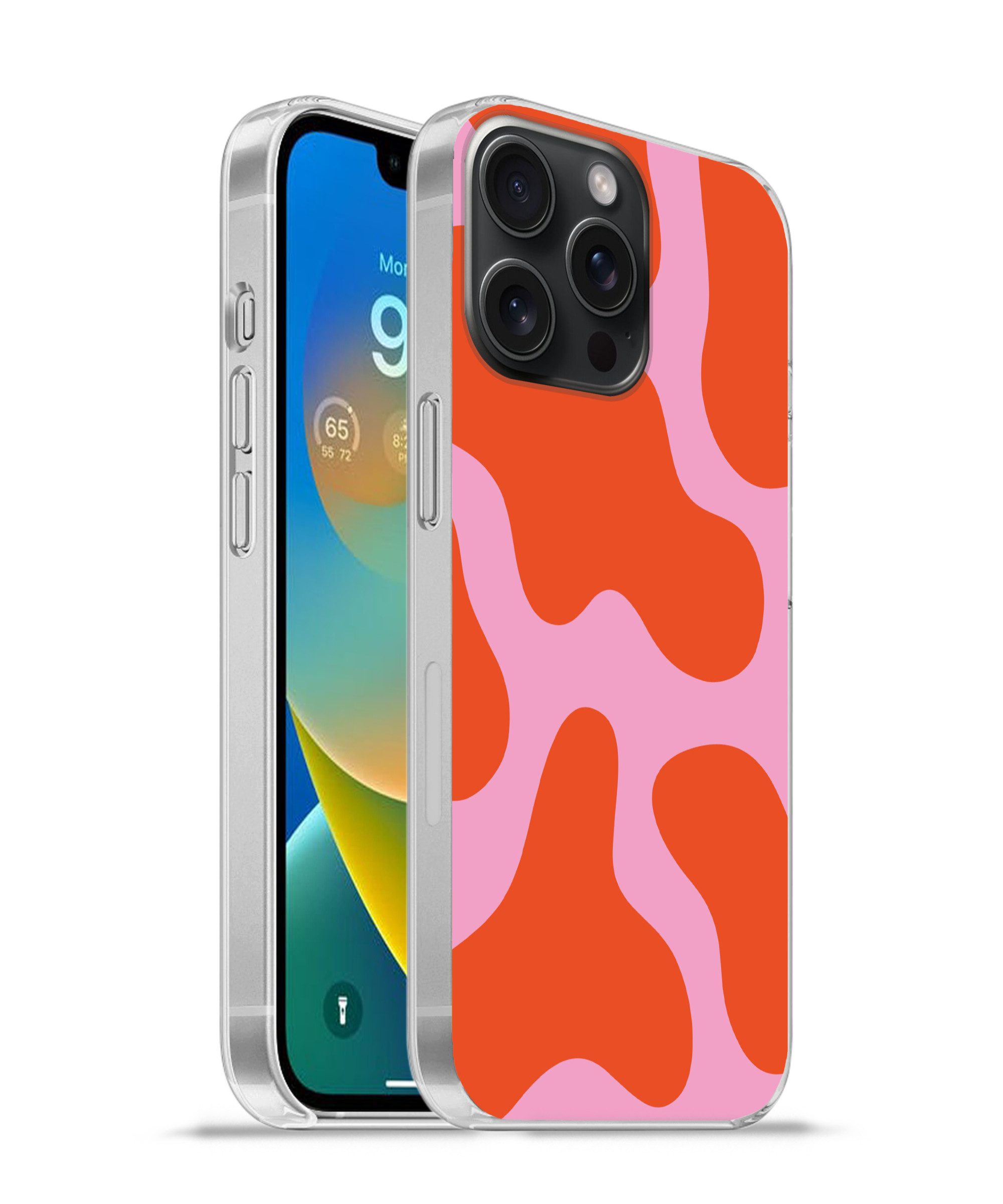 MuchoWow Handyhülle für Apple iPhone 15 Pro Max Flecken - Rot - Rosa - Muster - Minimalist, Smartphone-Bumper, Print, Handy Schutzhülle Dünn