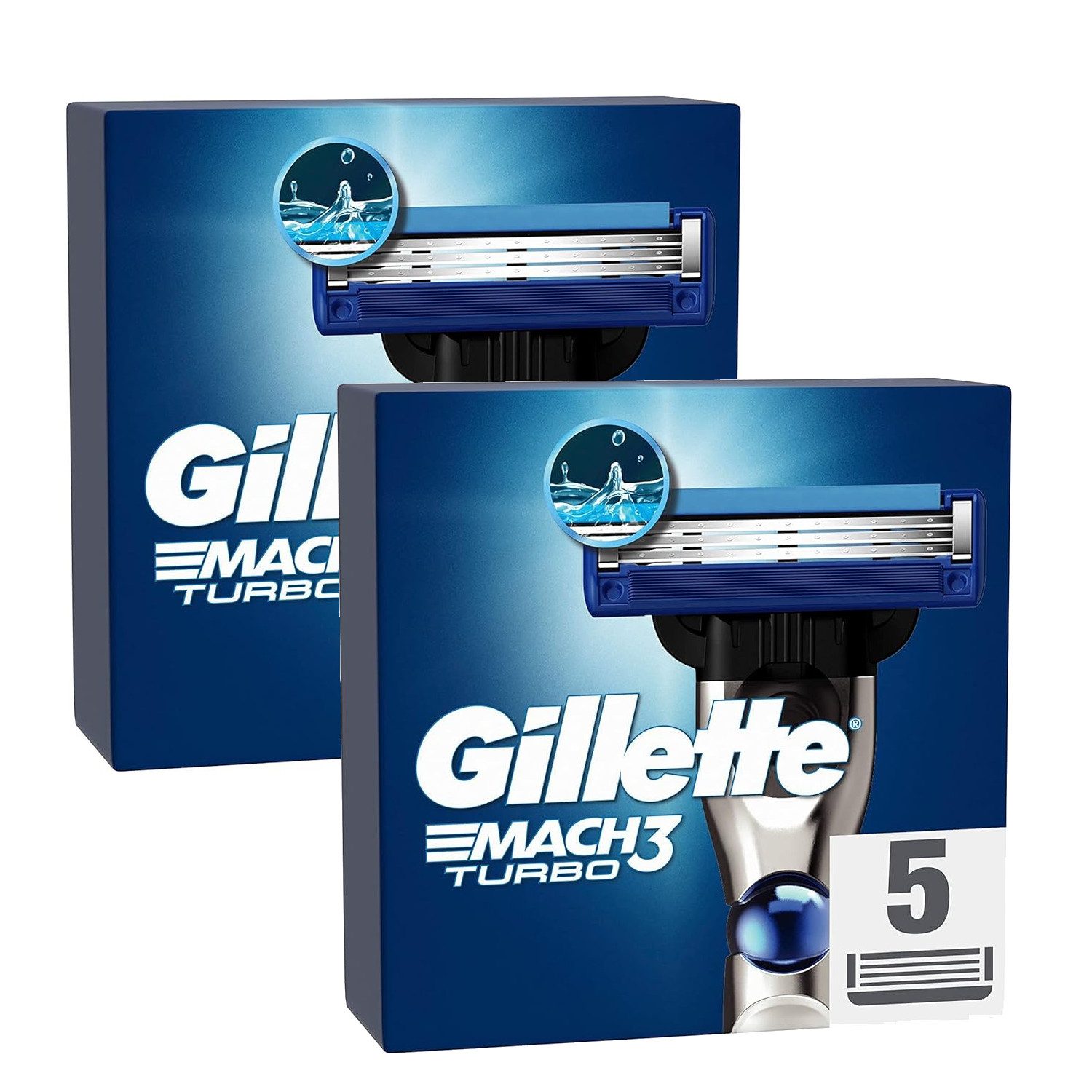 Gillette Rasierklingen Mach3 Turbo Rasurklingen Nassrasierer Ersatzklingen 3-fach-Klinge, 2-tlg., - 10 Klingen, Edelstahl, rostfrei