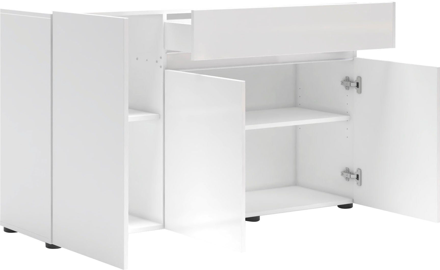 Home affaire Sideboard MISTER, Kommode, Lowboard, Schrank, Breite 135 cm, Made in Italy, Korpus und Fronten komplett Hochglanz lackiert B/H 135x80cm