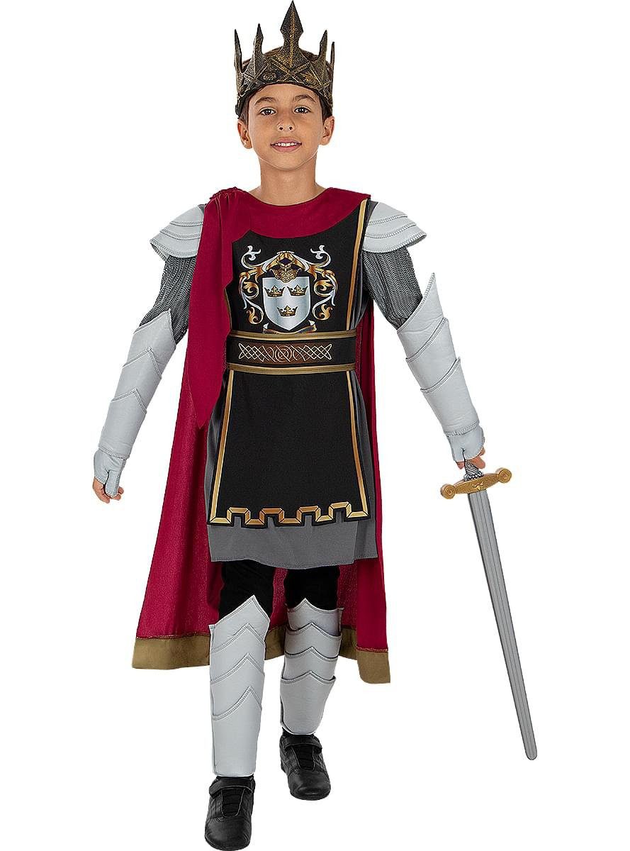 Funidelia König-Kostüm König Artus Kostüm für Kinder Deluxe, Von Sagen und Märchen inspiriertes, mittelalterliches Königskostüm