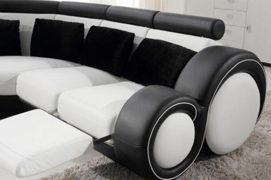 JVmoebel Ecksofa, Sofas U Form Couch Ecksofa Sofa Polster Design Wohnlandschaft Garnitur Schwarz