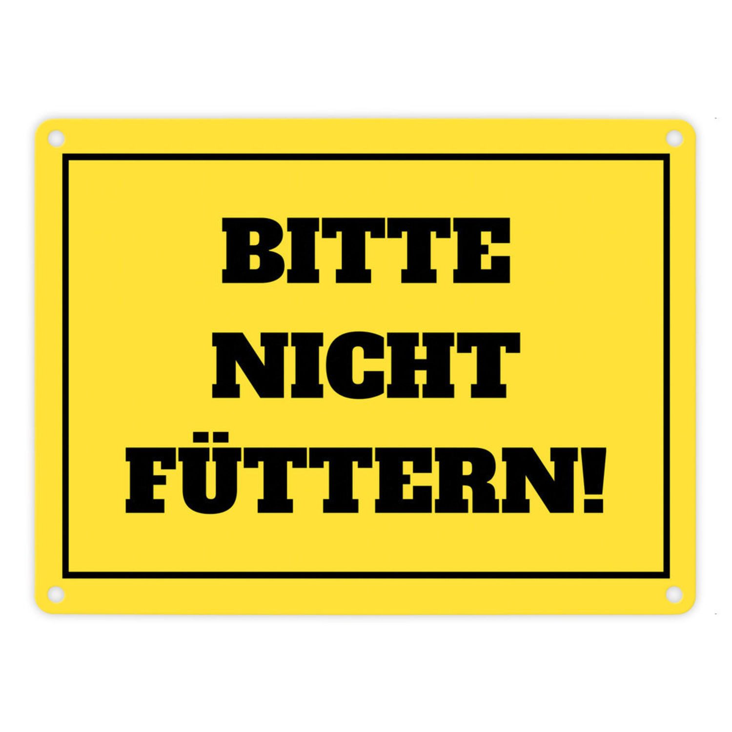 Metallschild Bitte nicht füttern Koppel Metallschild in 15x20 cm gelb und schwarz