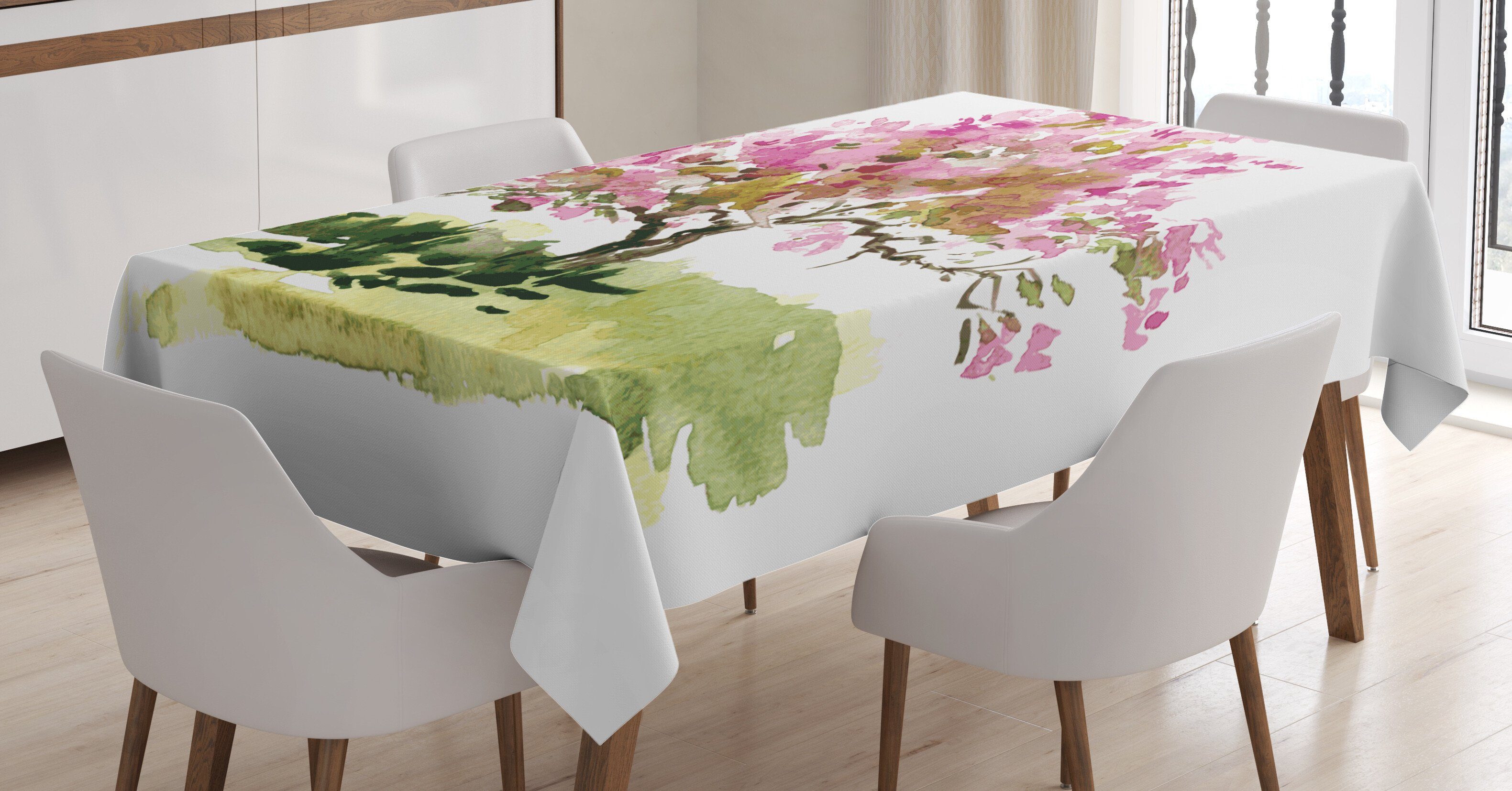 Abakuhaus Tischdecke Farbfest Waschbar Für den Außen Bereich geeignet Klare Farben, Japanisch Aquarell Sakura Blätter