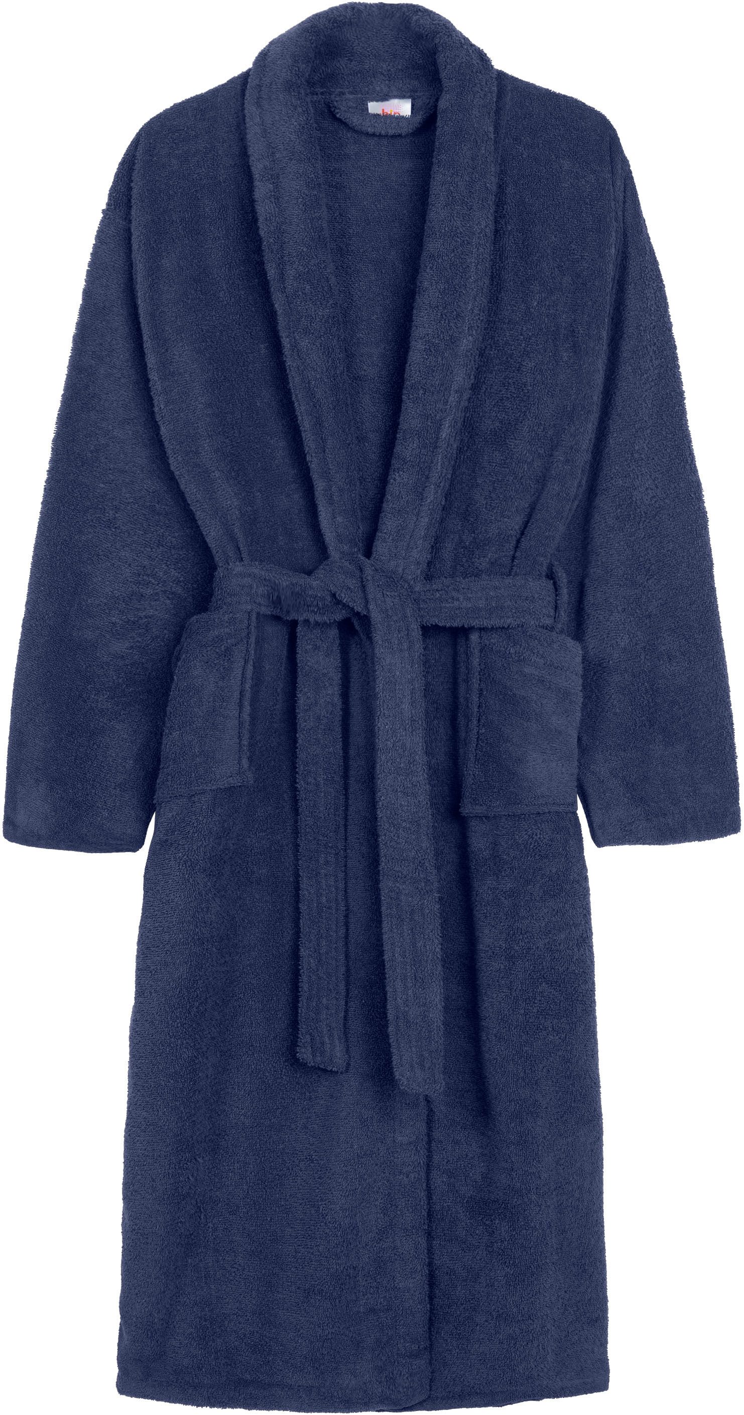 hip Unisex-Bademantel Hip Bathrobe uni - Blue, Midilänge, Walkfrottee, Schalkragen, Gürtel, Schalkragen, Gürtel, Taschen, Baumwolle, Frottee, Weich