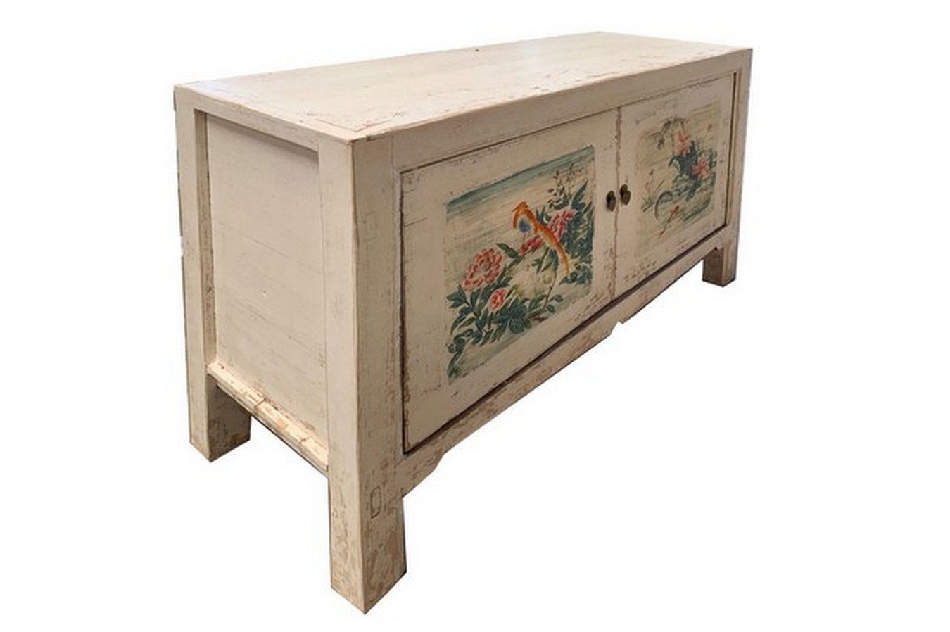 daslagerhaus living Bauernschrank Sideboard Shanxi weiß flower 130cm