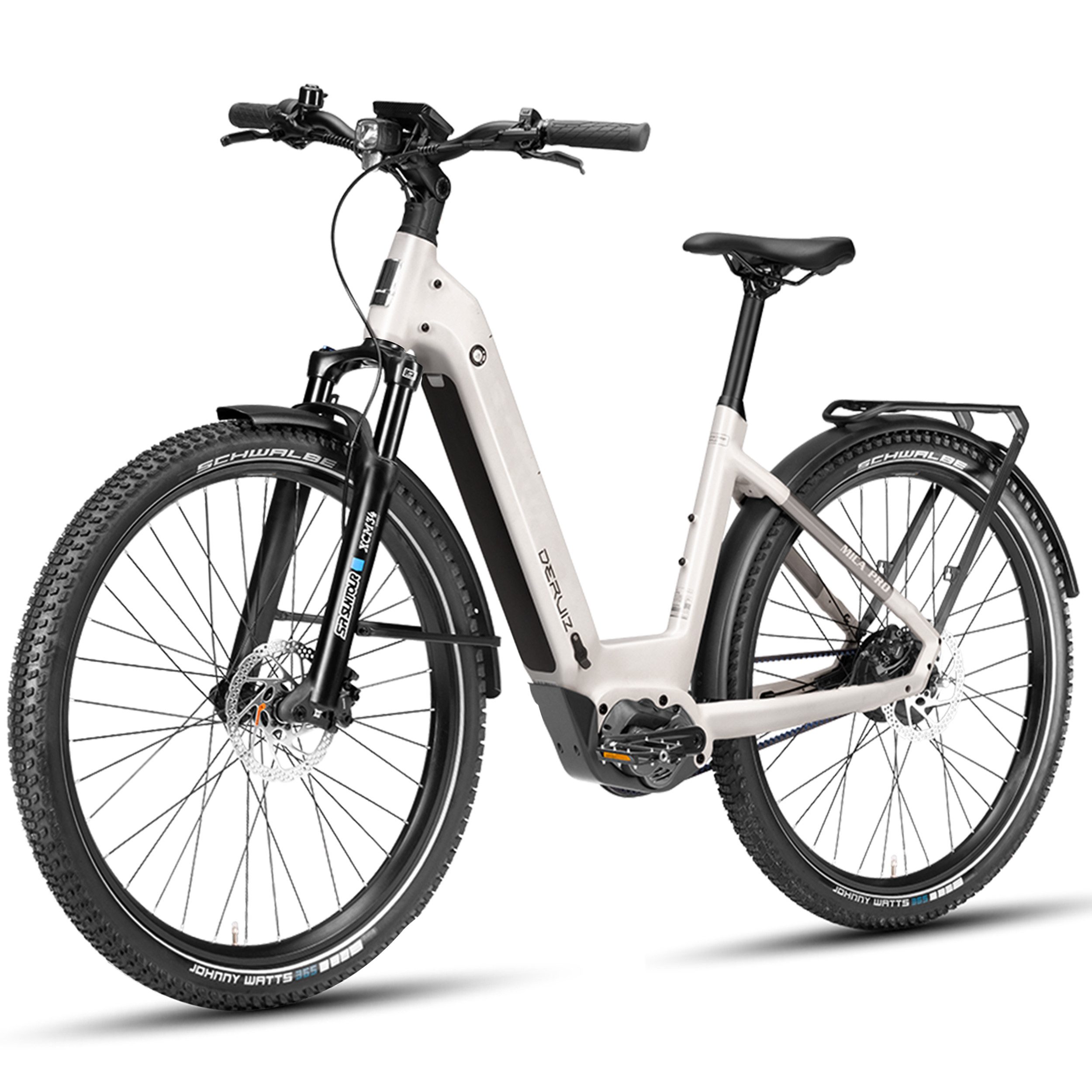DERUIZ E-Bike Mountainbike 28 Zoll, 110Nm, 180km, Riemenantrieb, 6 Stufen, 120Lux Licht, Nabenschaltung, Mittelmotor, 720 Wh, (Trittfrequenz- und Drehmomentsensor, Lockout-Federgabel, Tiefeinsteiger), Motorunterstützung per App einstellbar, GPS-Ortung, Routenaufzeichnung