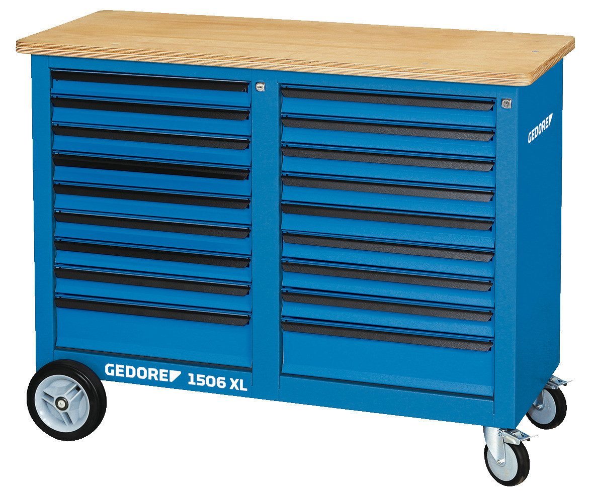 Gedore Werkbank 1506 XL 2810 Rollwerkbank 1,25 m breit mit 2x 9 Schubladen