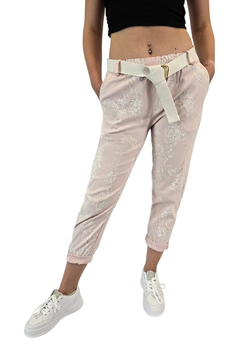 Sa-Lucca Jogger Pants Damen Joggpants mit edlem Blumen-Muster und Stretch-Komfort elastischer Bund