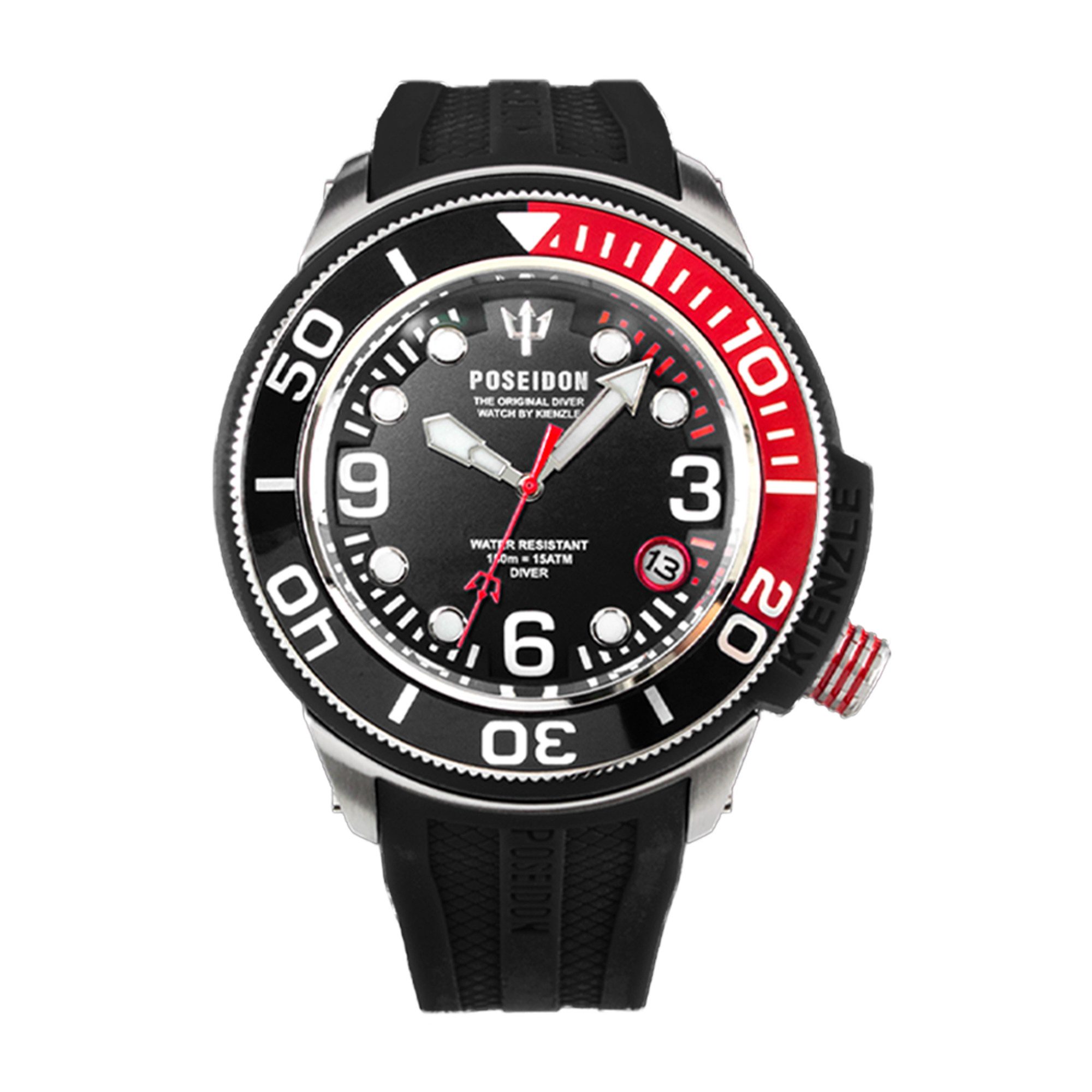 Kienzle Quarzuhr POSEIDON24 Quarz Armbanduhr Edelstahl schwarz-rot