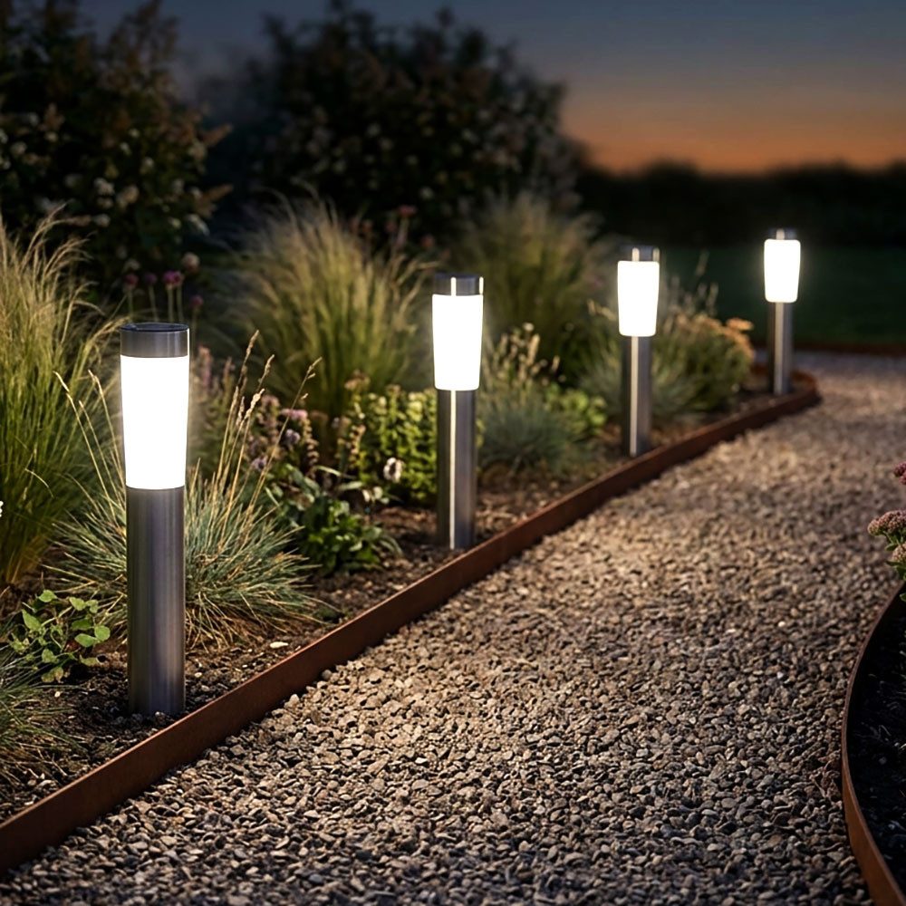 GLOBO LIGHTING LED Gartenleuchte, LED-Leuchtmittel fest verbaut, LED 4er Set Solarleuchten für Garten, Außenbeleuchtung mit Erdspieß