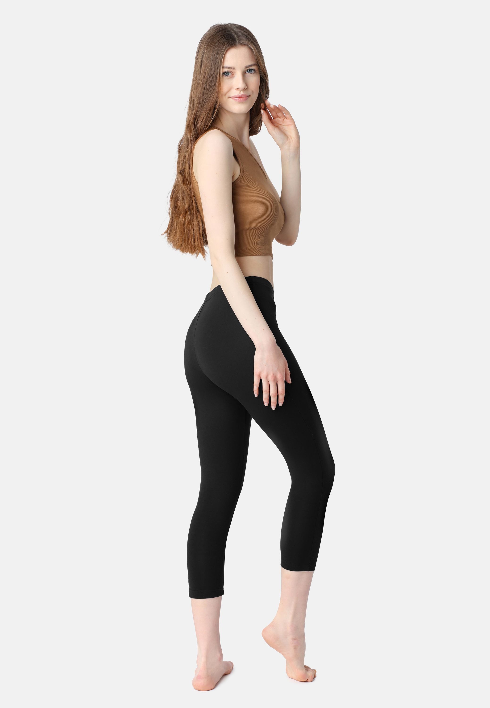 Bellivalini Leggings Damen 3/4 Capri Leggings aus Baumwolle BLV50-199 (1-tlg) elastischer Bund