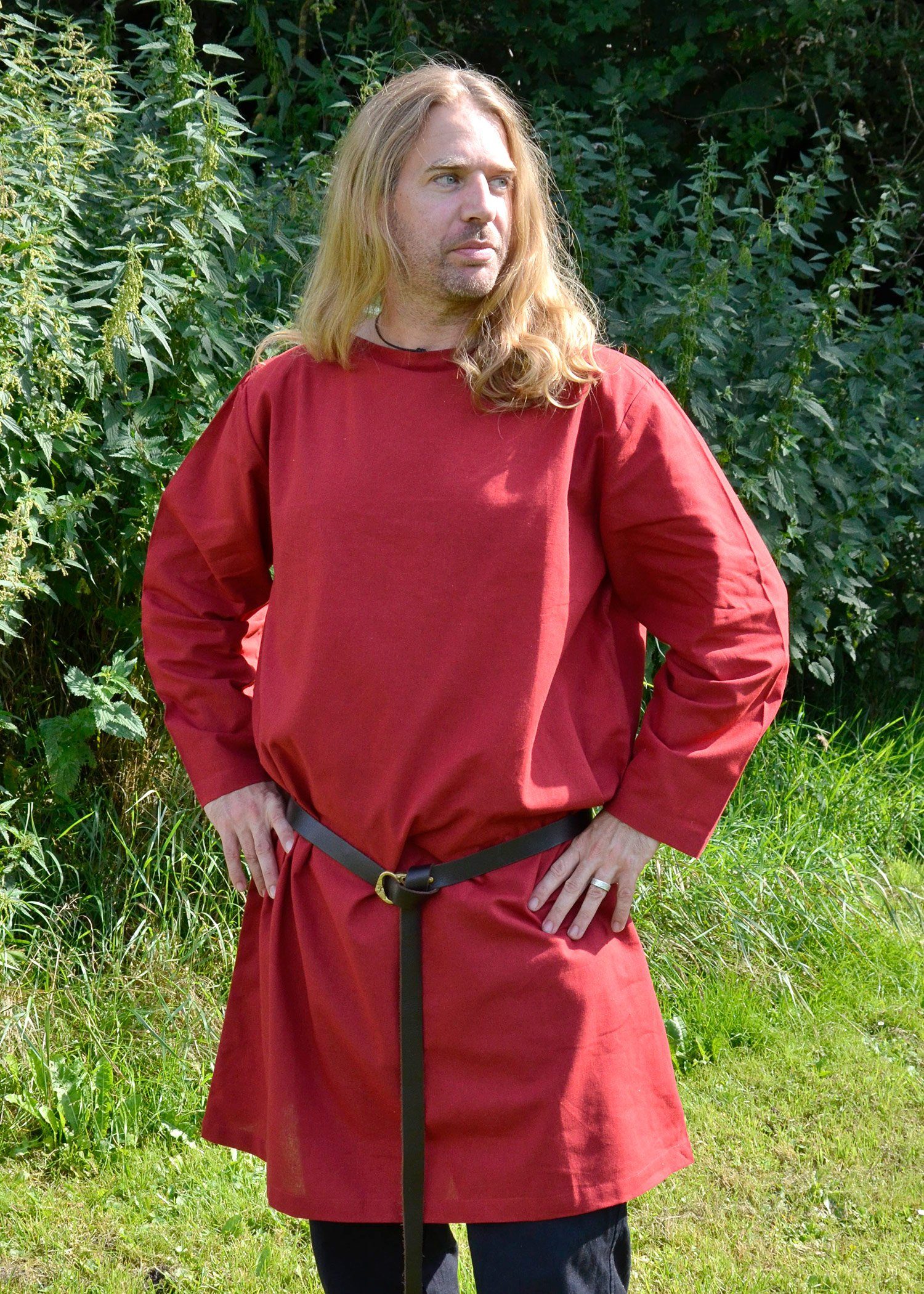 Wikinger-Kostüm Langarm-Tunika rot, Gr. XL