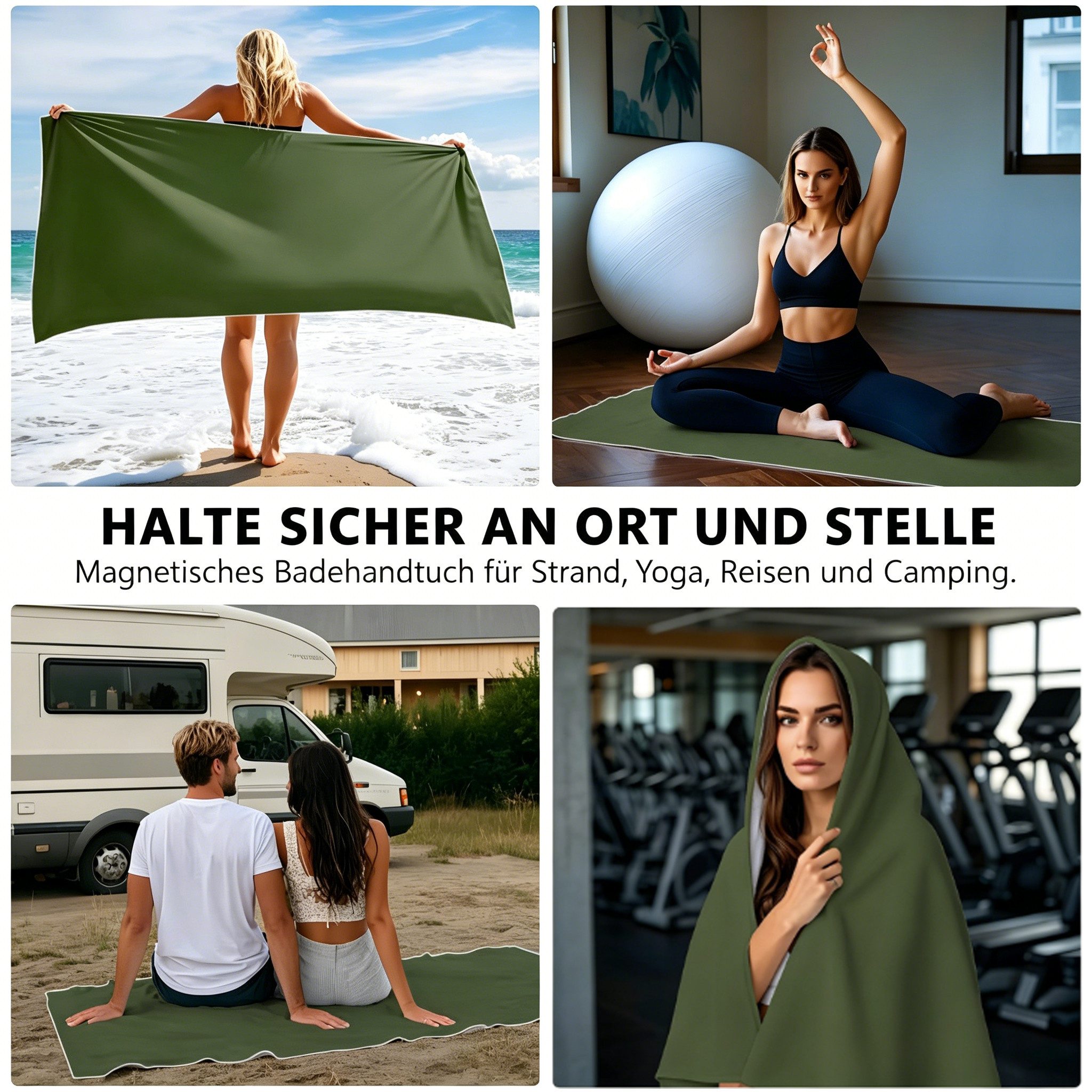 ibettertec Strandtuch Strandtuch Mikrofaser Badetuch Strandlaken mit Magnetverschluss, 190x76cm Schnelltrocknend Duschtuch Mikrofaser Handtuch groß – Bild 4 von 5