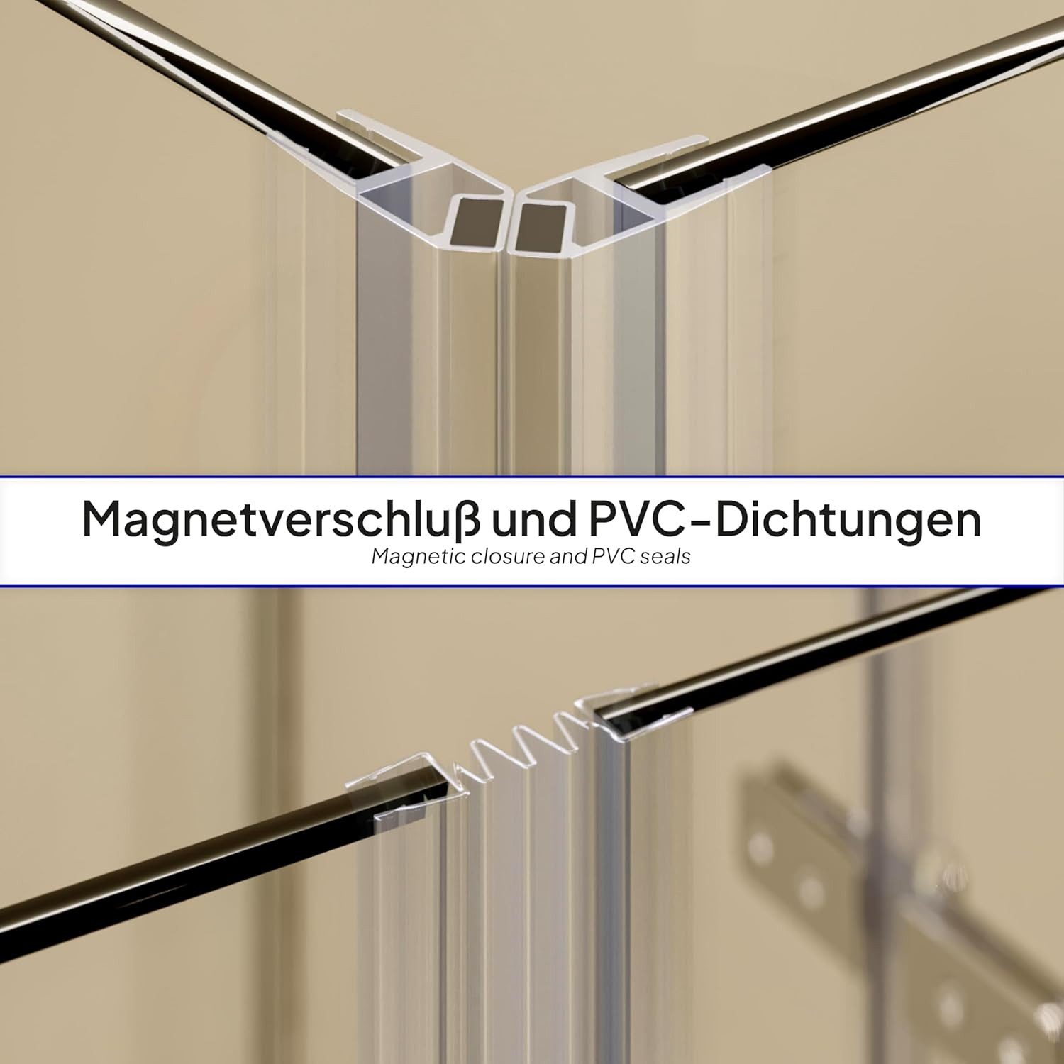 i-flair Eckdusche Duschkabine Alice aus durchsichtigem ESG, Höhe 180 cm, 80x80 cm, BxT: 80x80 cm, Einscheibensicherheitsglas, ohne Duschtasse, mit hochwertigen  – Bild 5 von 5