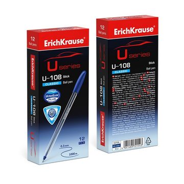 Erich Krause Kugelschreiber, Kugelschreiber U-108 Classic 0,3mm 12er Pack Blau