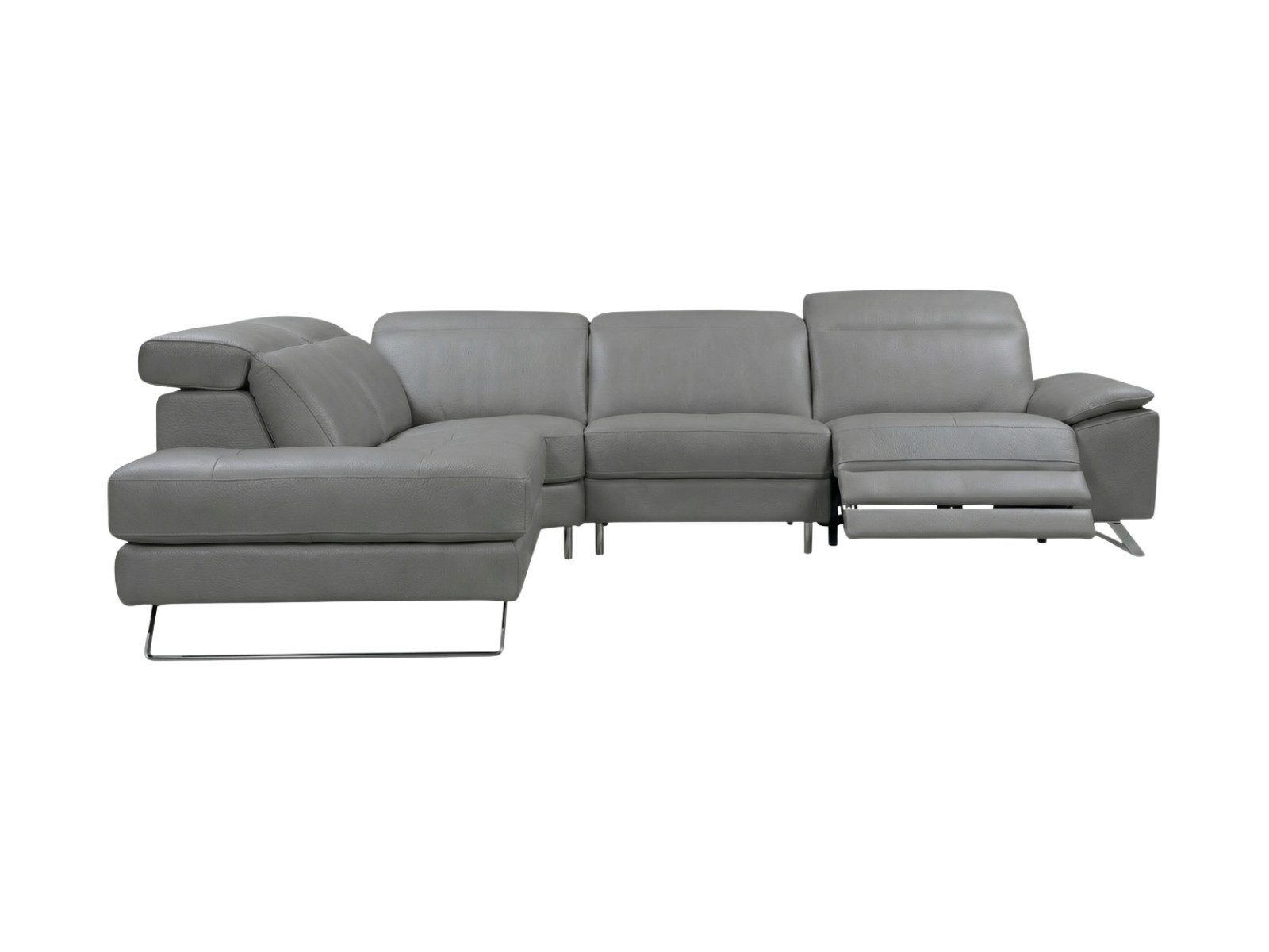 Villa Möbel Ecksofa Genius, L-Form 1 Teile, Echtleder-Ecksofa Kopfteilverstellung - Relaxfunktion fürs Wohnzimmer
