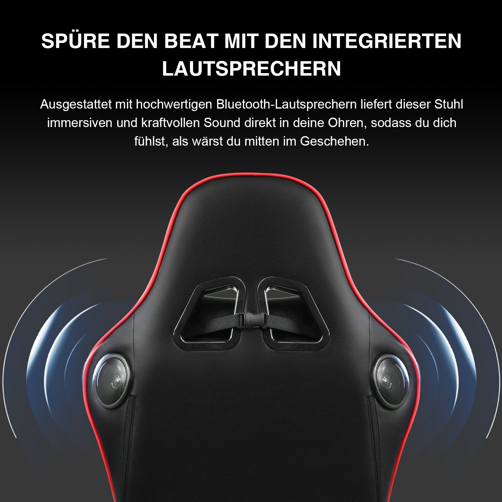 GTPLAYER Gaming-Stuhl Bürostuhl Gamer Stuhl mit Fußstützen Bluetooth Lautsprecher, Ergonomischer Musik Computerstuhl inkl. Lendenwirbel- und Nackenkissen