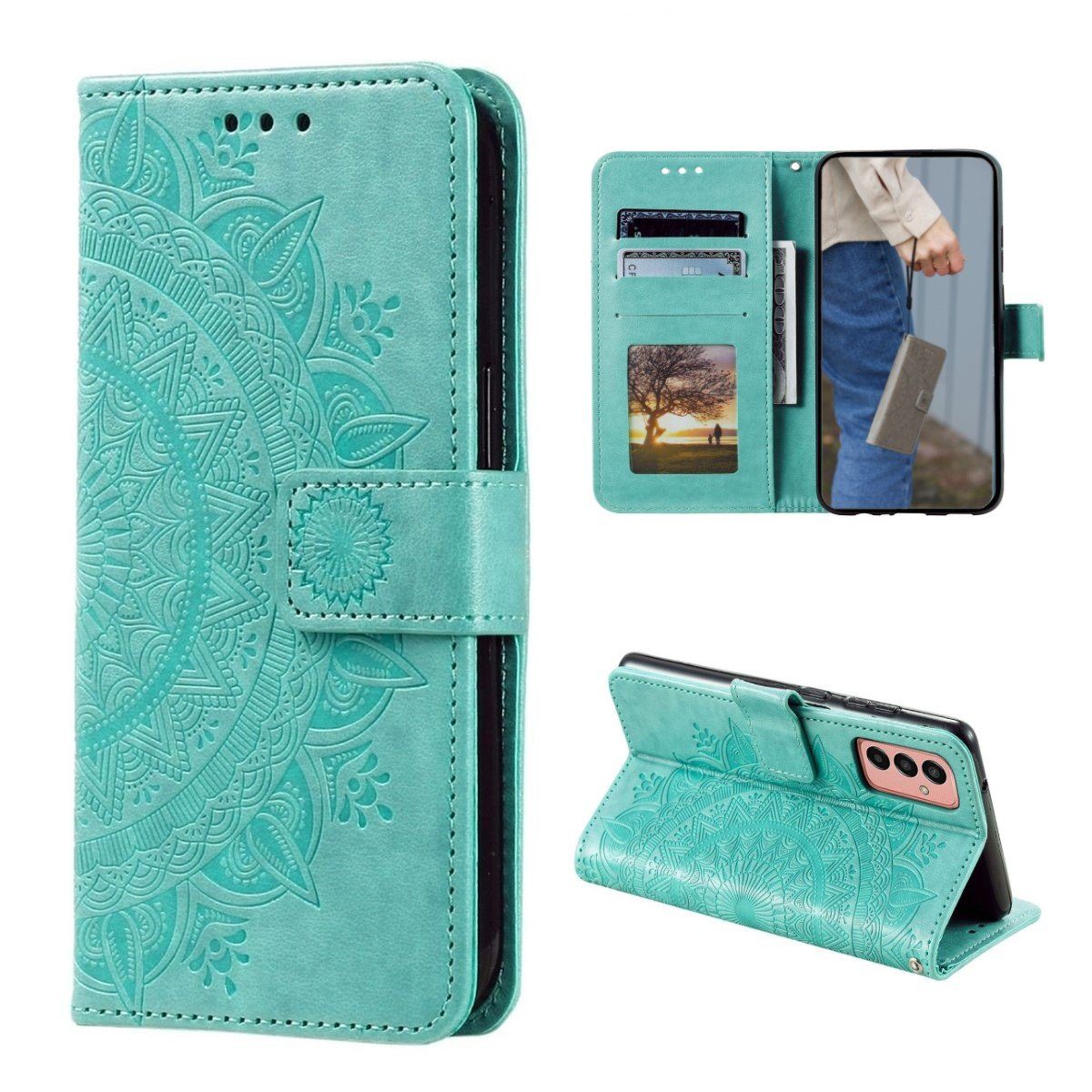 CoverKingz Handyhülle Hülle für Samsung Galaxy A54 5G Handyhülle Flip Case Cover Etui 16,26cm (6,4 Zoll), Klapphülle Schutzhülle mit Kartenfach Schutztasche Motiv