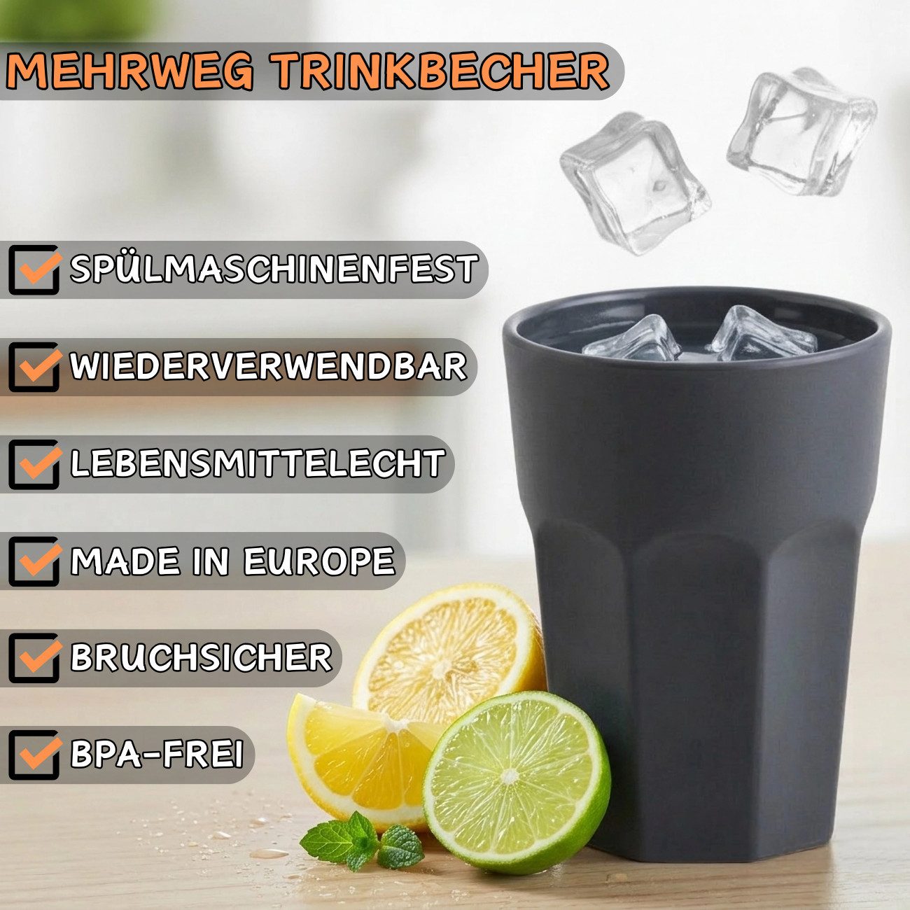 Engelland Becher ENGELLAND 6 x Kunststoffbecher 0,25 Flieder, 6-tlg., Kunststoff, spülmaschinengeeignet, bruchfest, wiederverwendbar, 250 ml, 0,25 Liter