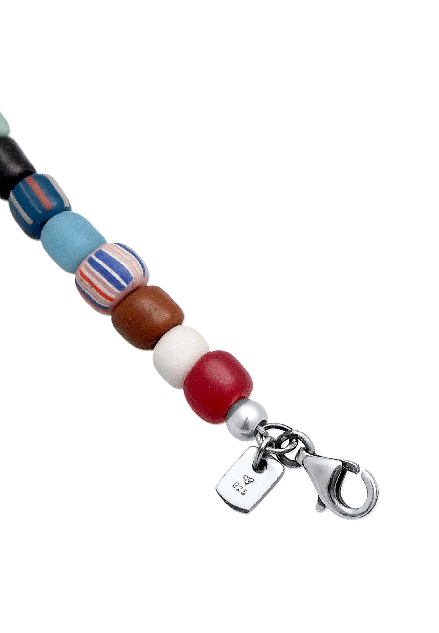 Kuzzoi Silberkette Glas Beads Bunt Süßwasserperlen 925 Silber