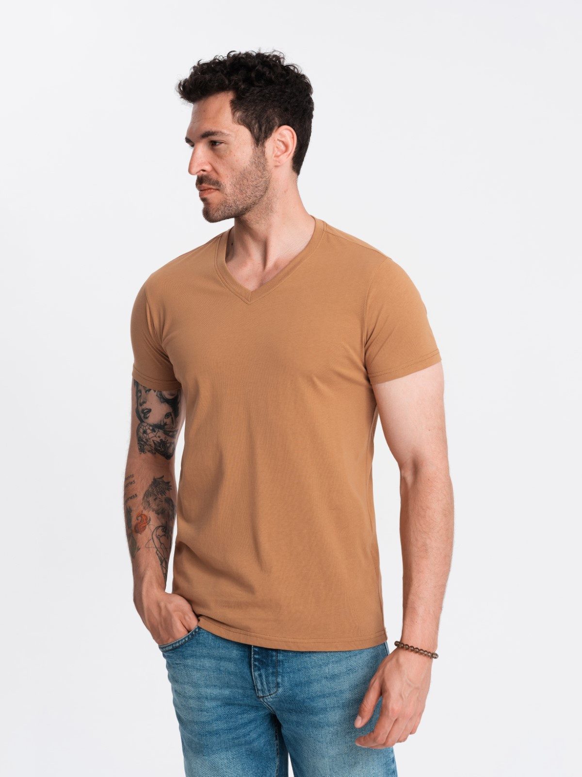 OMBRE T-Shirt Klassisches Herren-T-Shirt mit V-Ausschnitt günstig online kaufen
