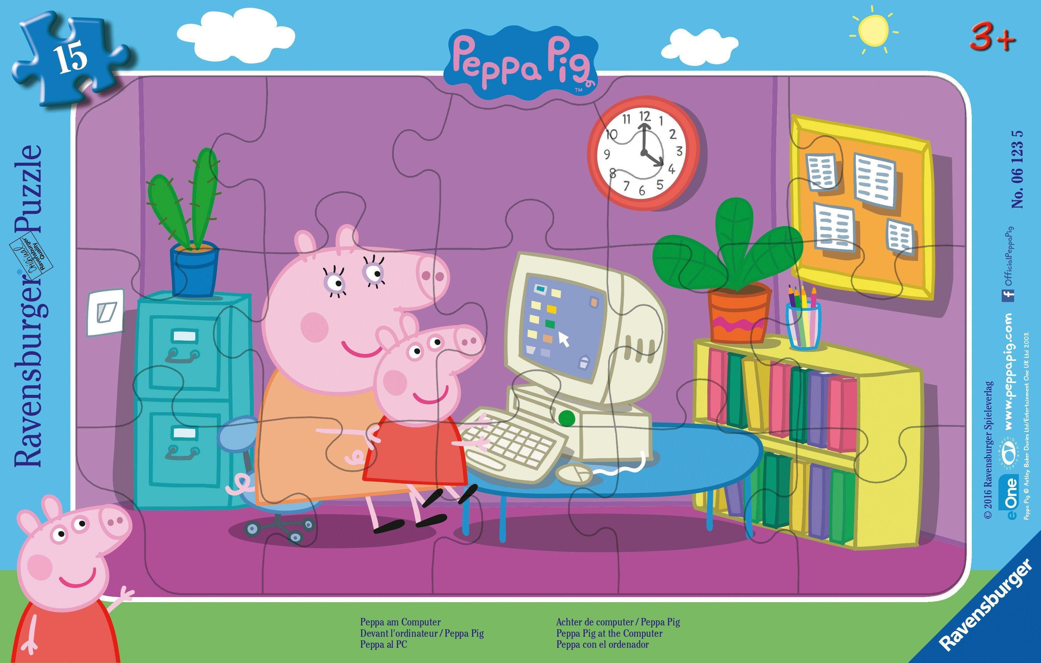 Peppa Pig Puzzle Kinderpuzzle 15 Teile - Peppa Wutz - Peppa am Computer, Pu günstig online kaufen