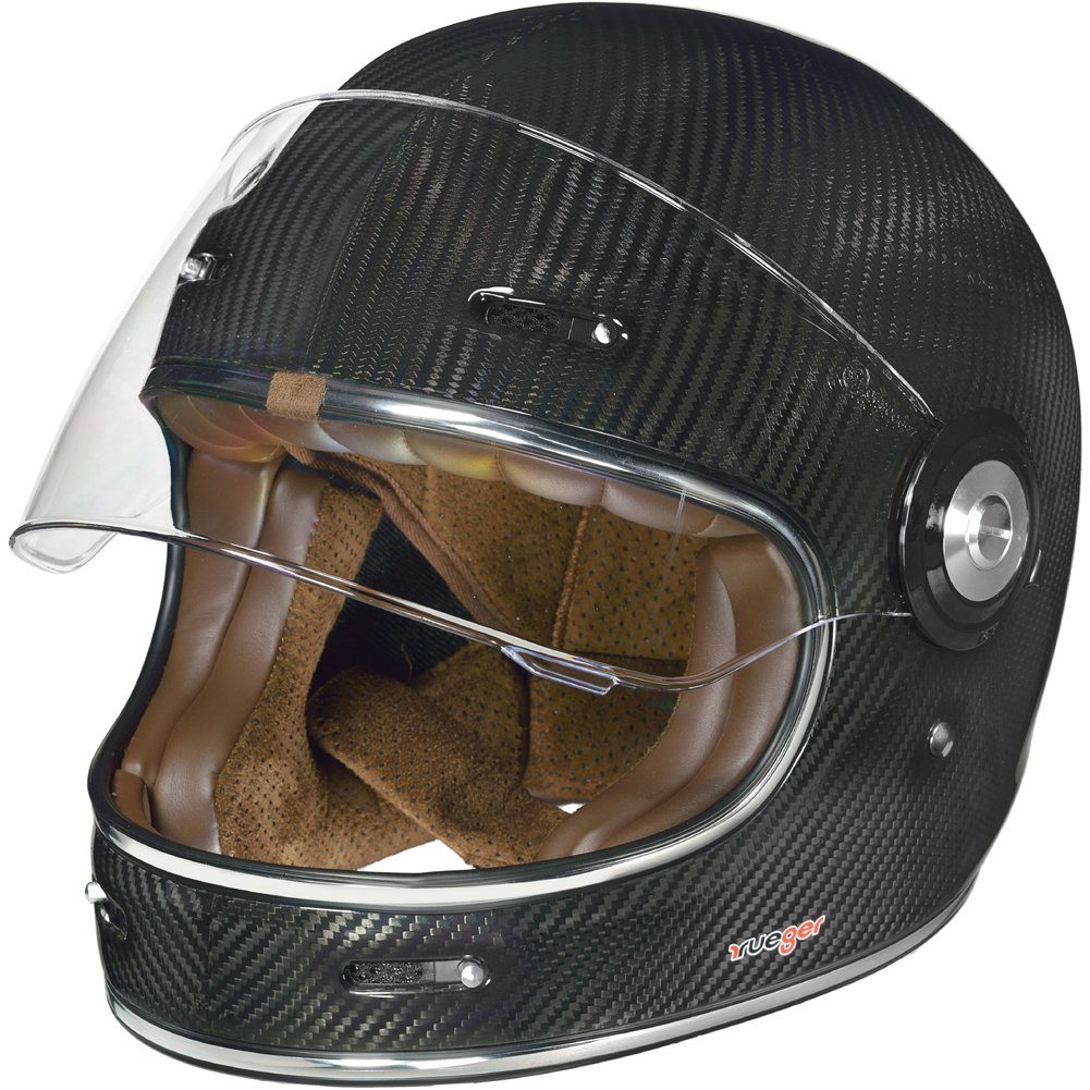 rueger-helmets Motorradhelm RT-825 Carbon Integralhelm Motorradhelm Chopper Integral Retro Kart Helm ruegerRT-825 Carbon XS