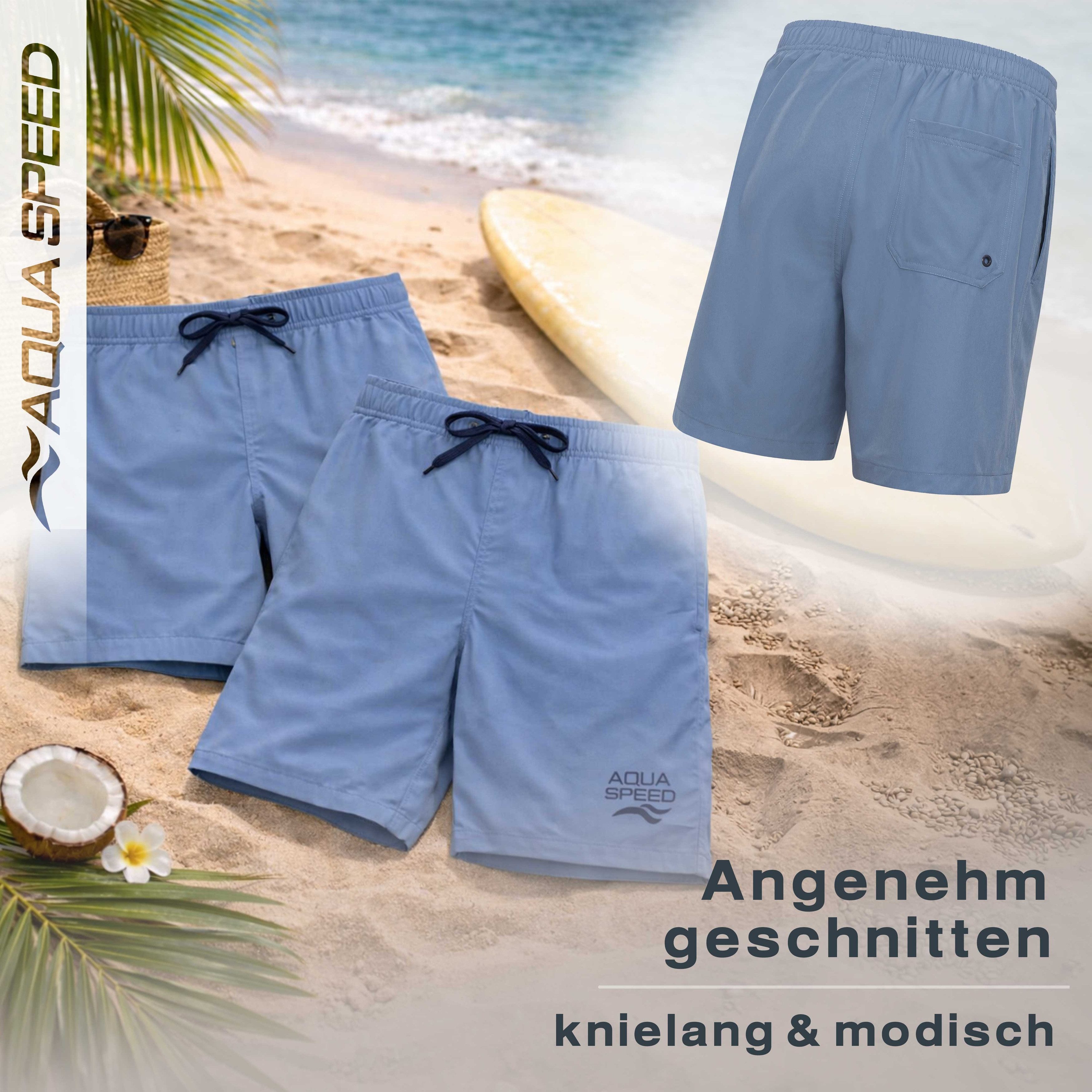 Aqua Speed Boardshorts (DYLAN Schwimmhose Badehose Badeshorts Strandhose Herren) Angenehme Materialqualität für Freizeit und Urlaubsreisen