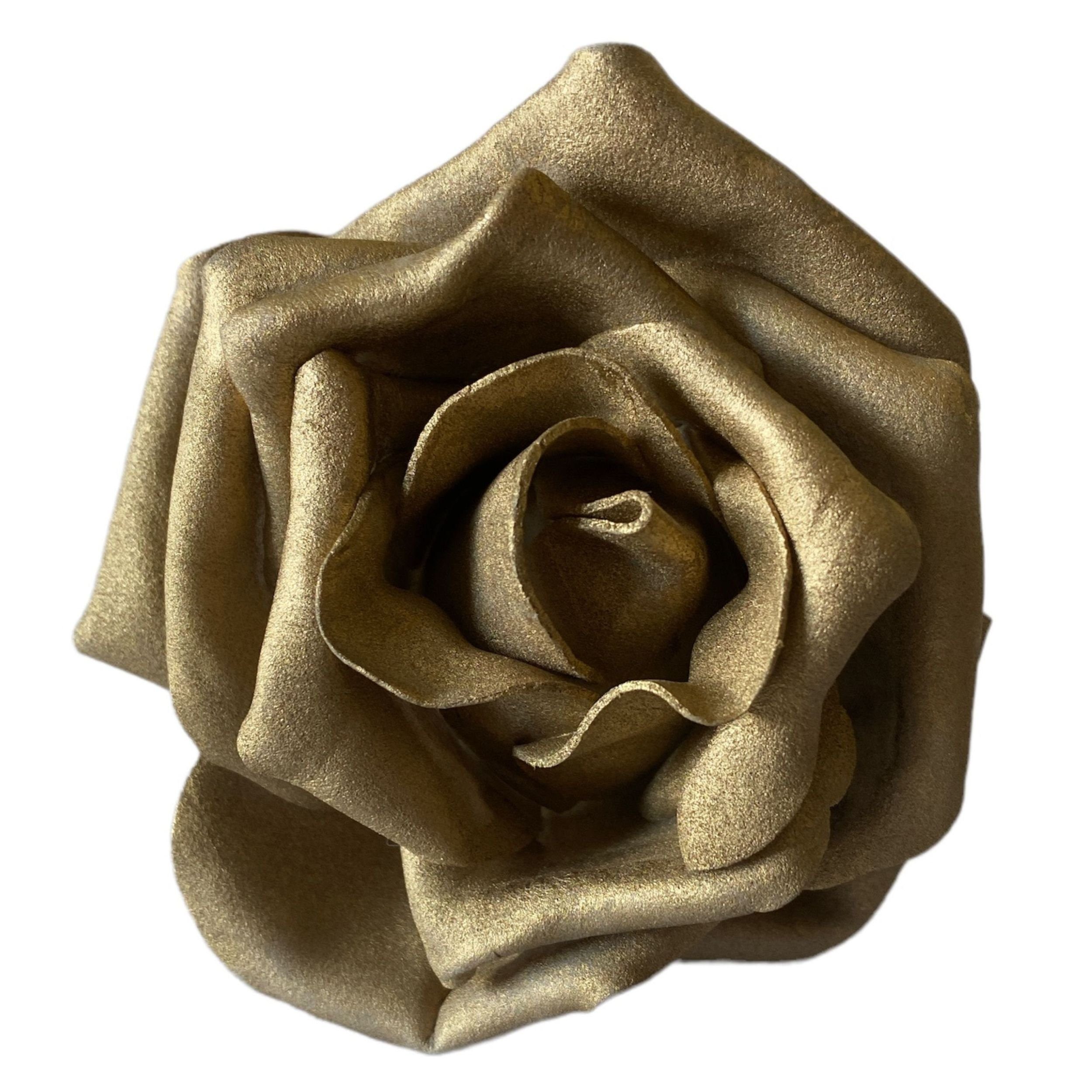 DekoTown Streudeko Rosen Moos Foam Gold 10,5 cm, 8 St. Basteln Blume Rose