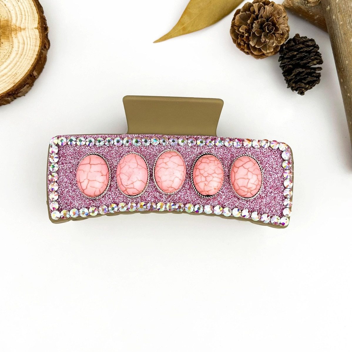 LK Trend & Style Haarspange Boho Pink Rechteck Clip, setzen Sie ein modisches Statement, Sie ist die ultimative Allrounderin, die jeden Look aufwertet